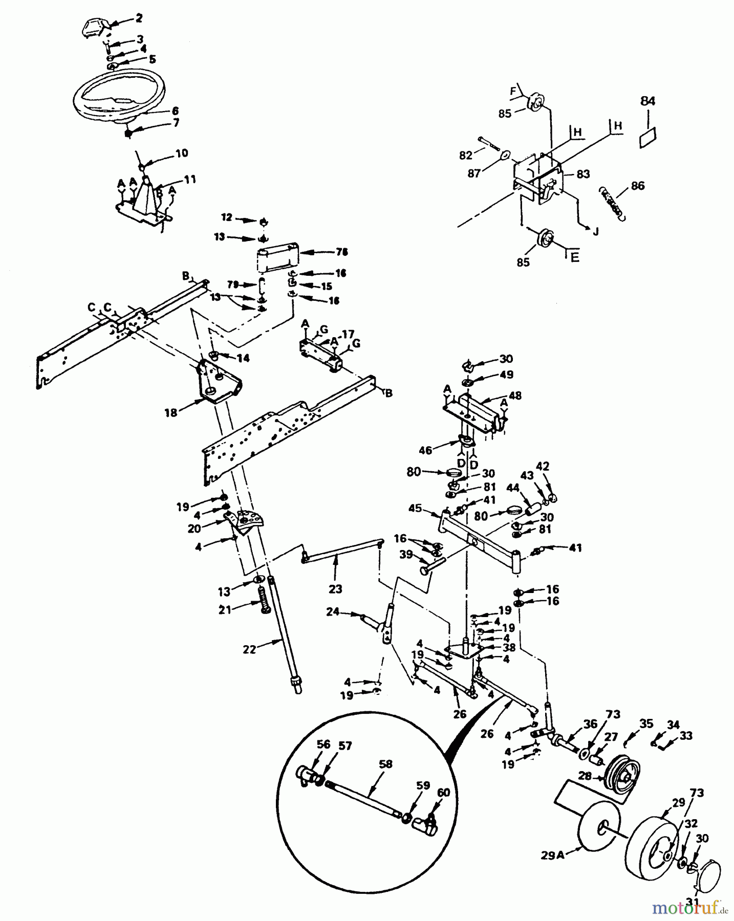 Husqvarna Rasen und Garten Traktoren HVGTK 180AR - Husqvarna Lawn Tractor (1990-03 & After) Steering