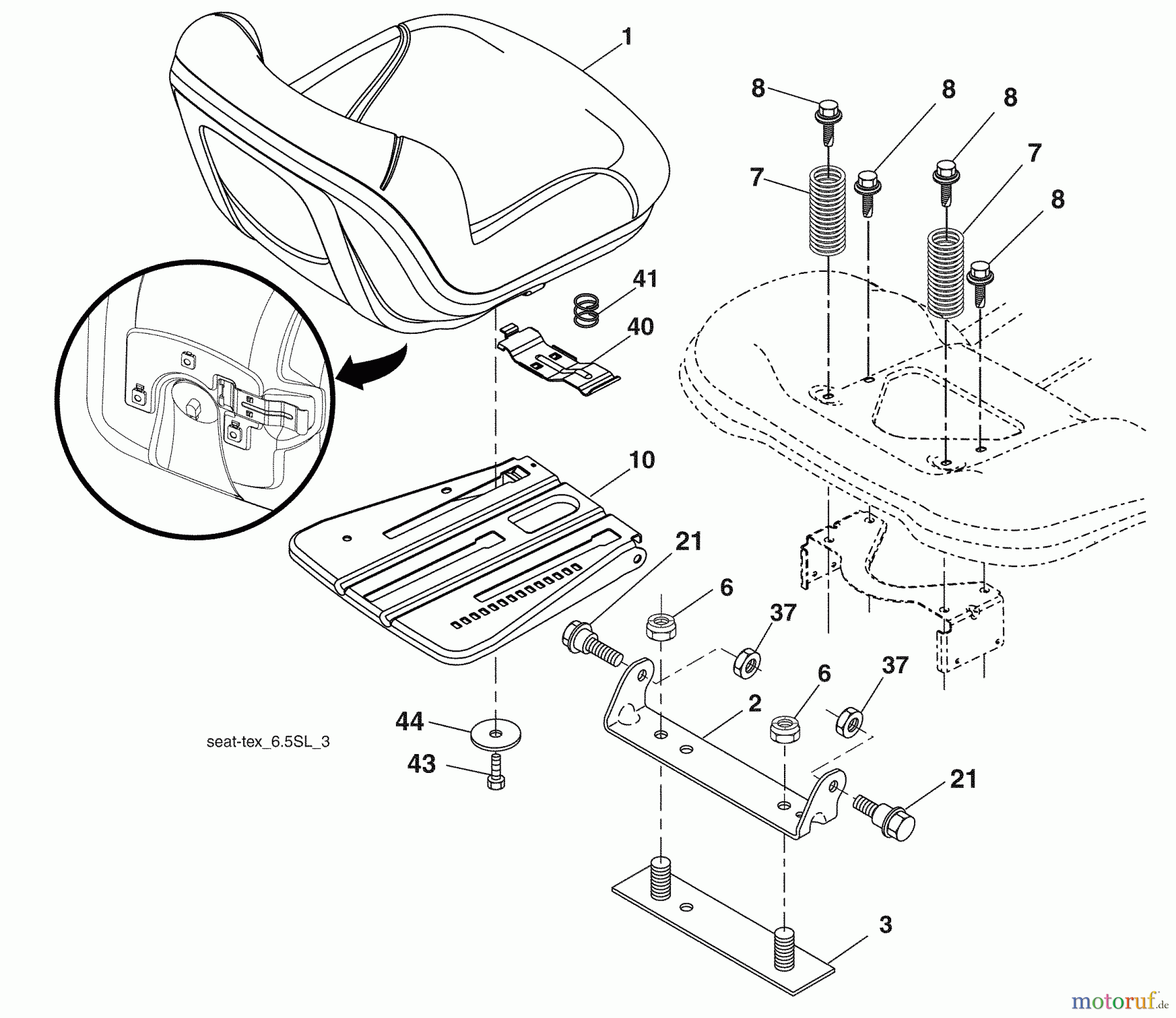  Husqvarna Rasen und Garten Traktoren LGT 2554 (96043006100) - Husqvarna Lawn Tractor (2009-04 & After) Seat Assembly