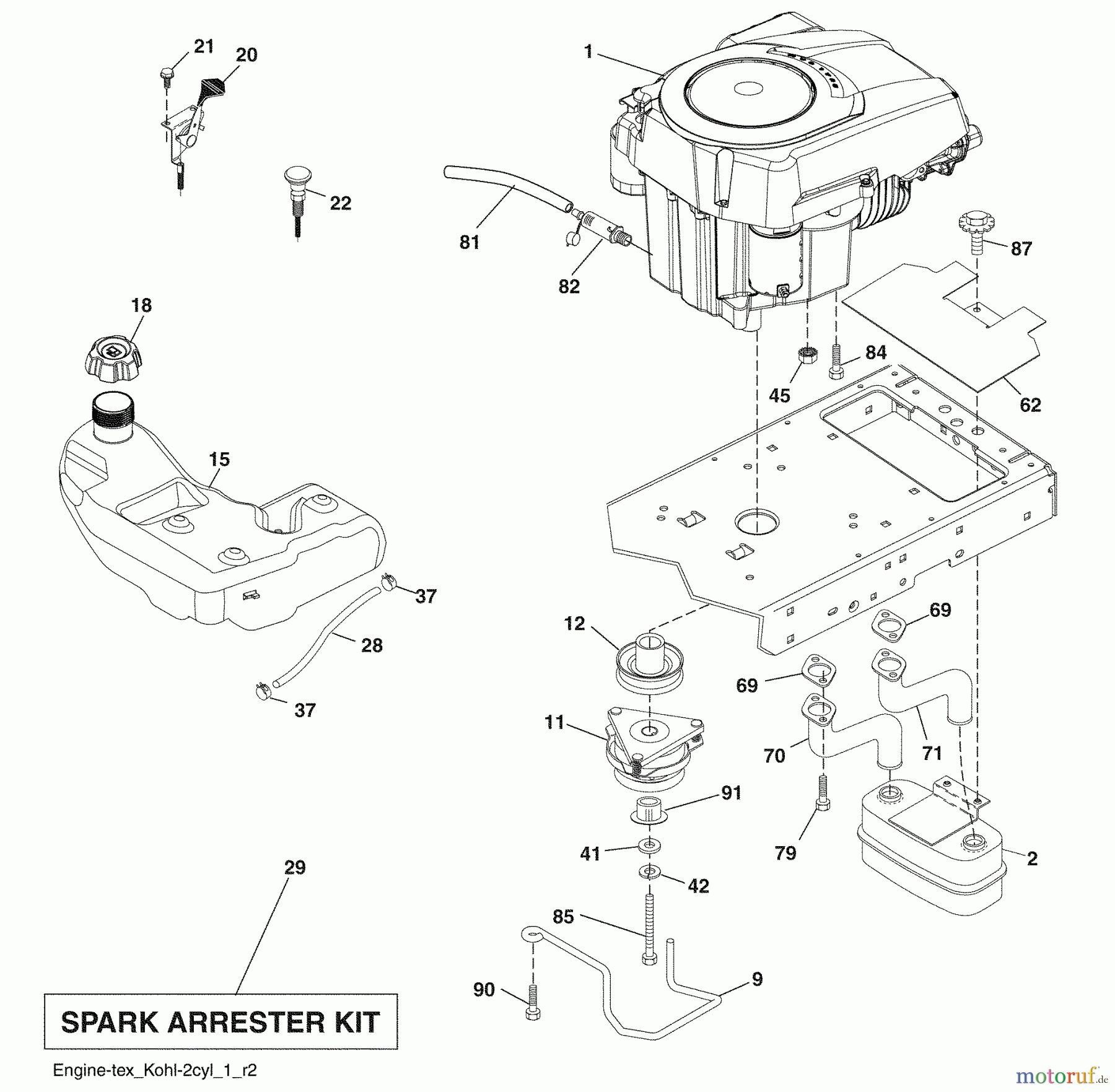 Husqvarna Rasen und Garten Traktoren LGT 2554 (96045001500) - Husqvarna Lawn Tractor (2009-01 & After) Engine