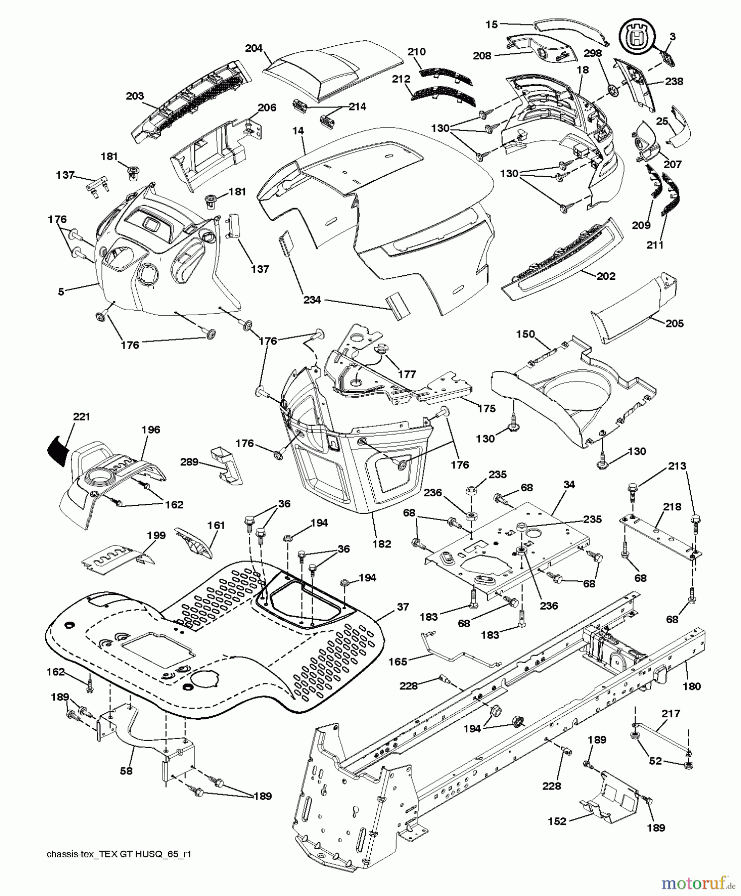 Husqvarna Rasen und Garten Traktoren LGT 2554 (96045001701) - Husqvarna Lawn Tractor (2012-03 & After) CHASSIS ENCLOSURES