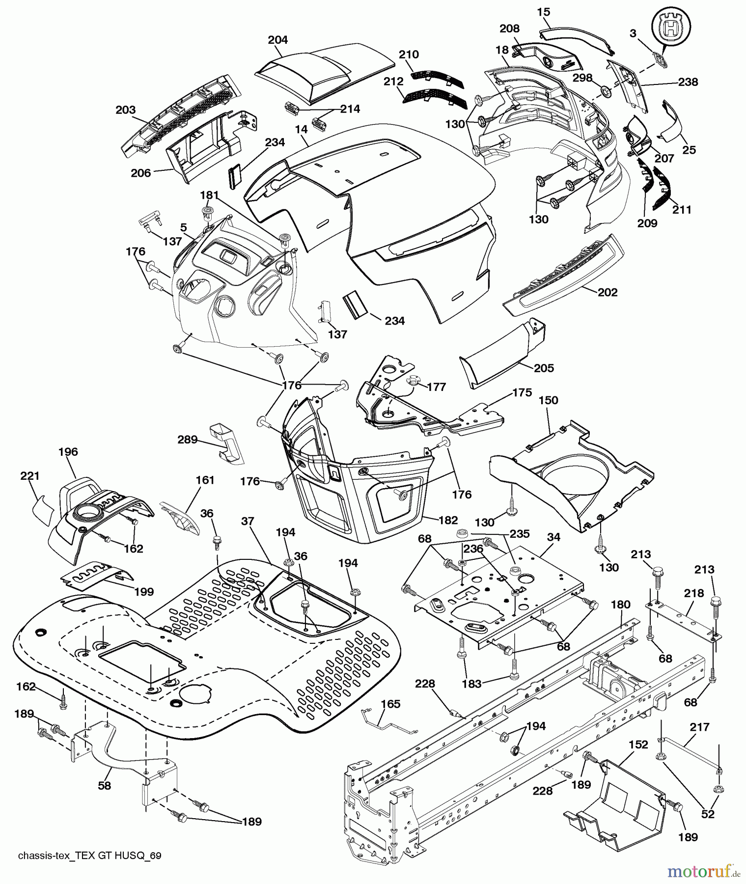 Husqvarna Rasen und Garten Traktoren LGTH 2454 (289580) - Husqvarna Lawn Tractor (2010-03 & After) Chassis