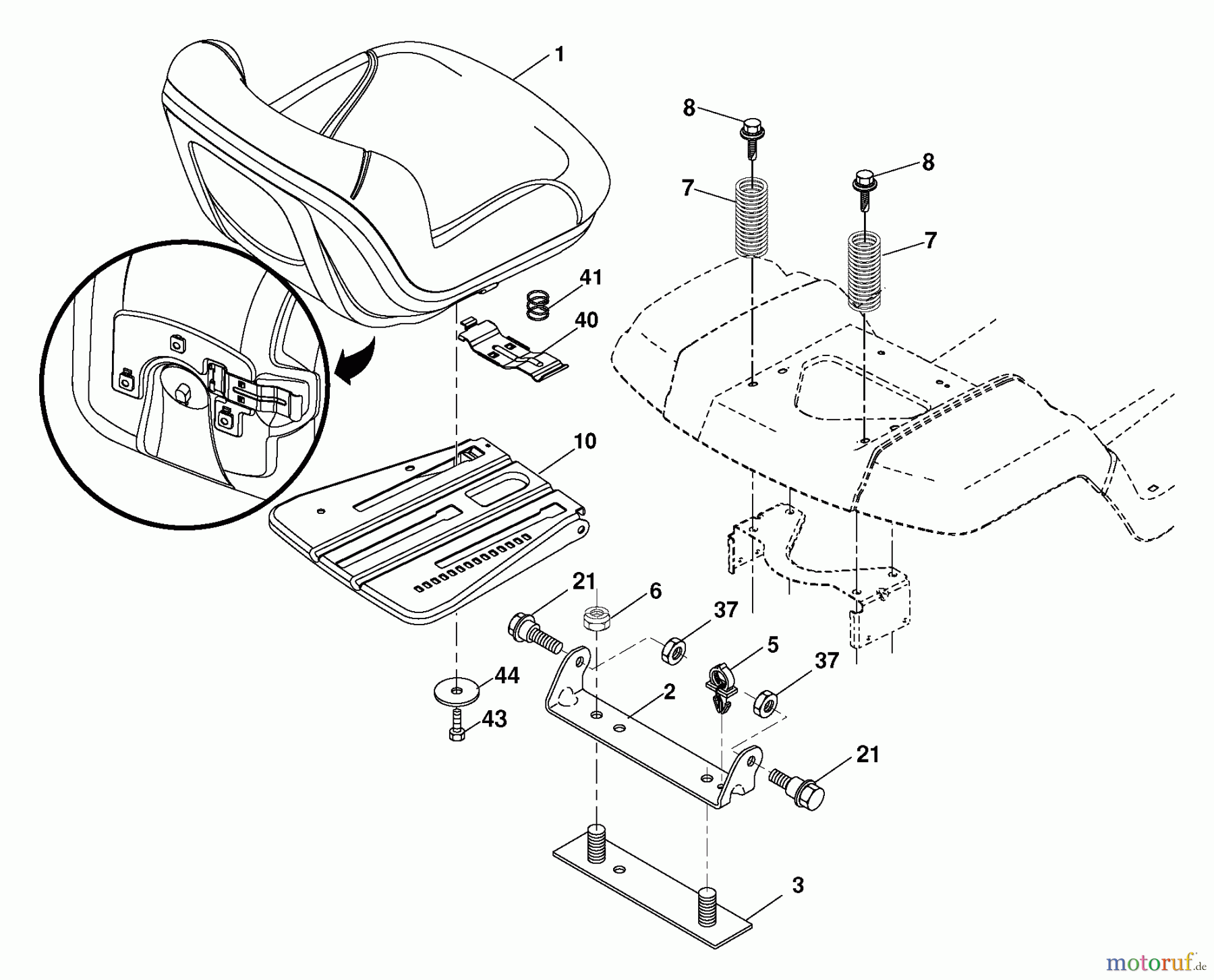  Husqvarna Rasen und Garten Traktoren LOGTH 2448 T (96045000300) - Husqvarna Lawn Tractor (2005-11 & After) Seat Assembly