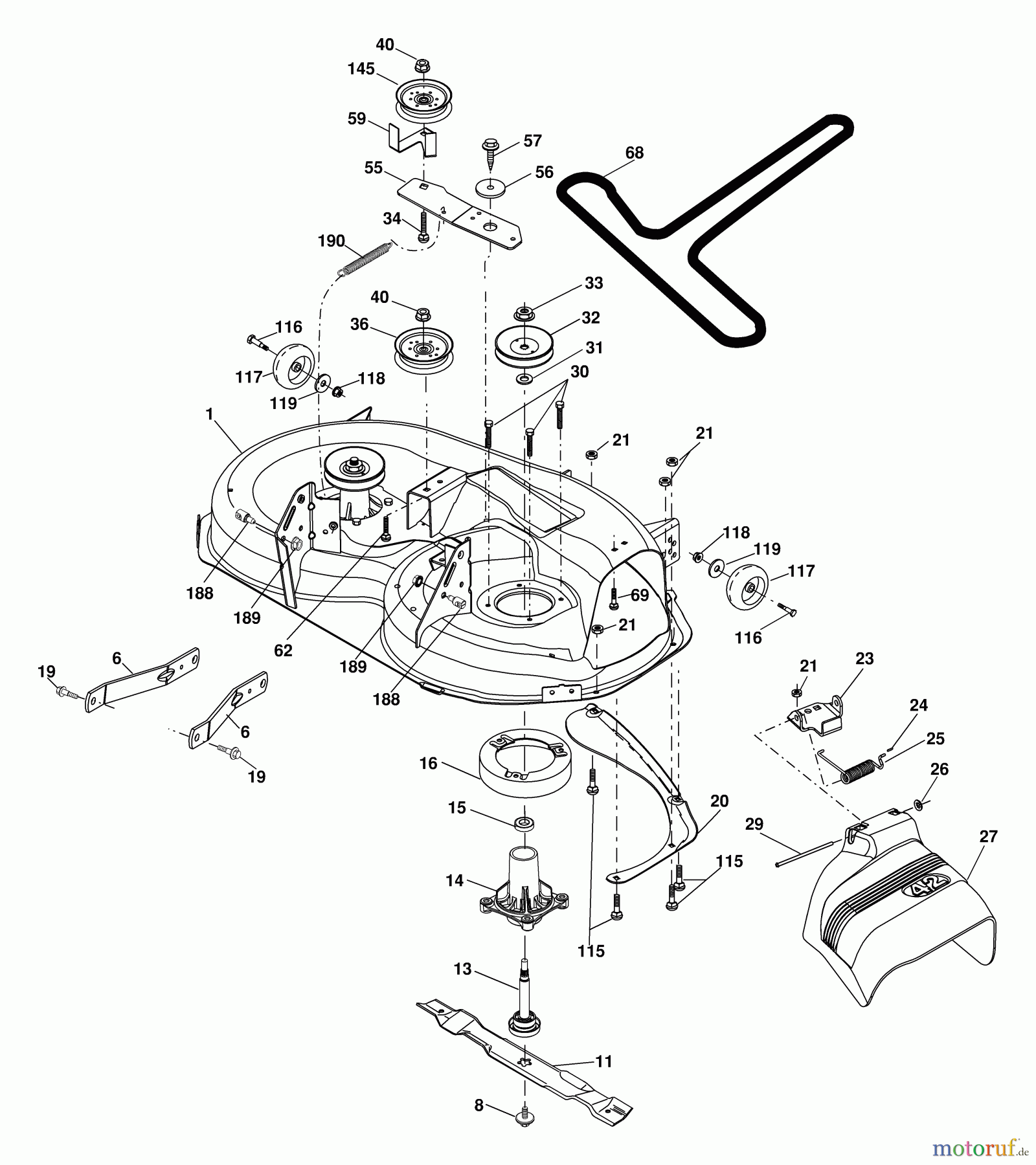 Husqvarna Rasen und Garten Traktoren LOYTH 20F42T (96045000200) - Husqvarna Lawn Tractor (2006-02 & After) Mower Deck