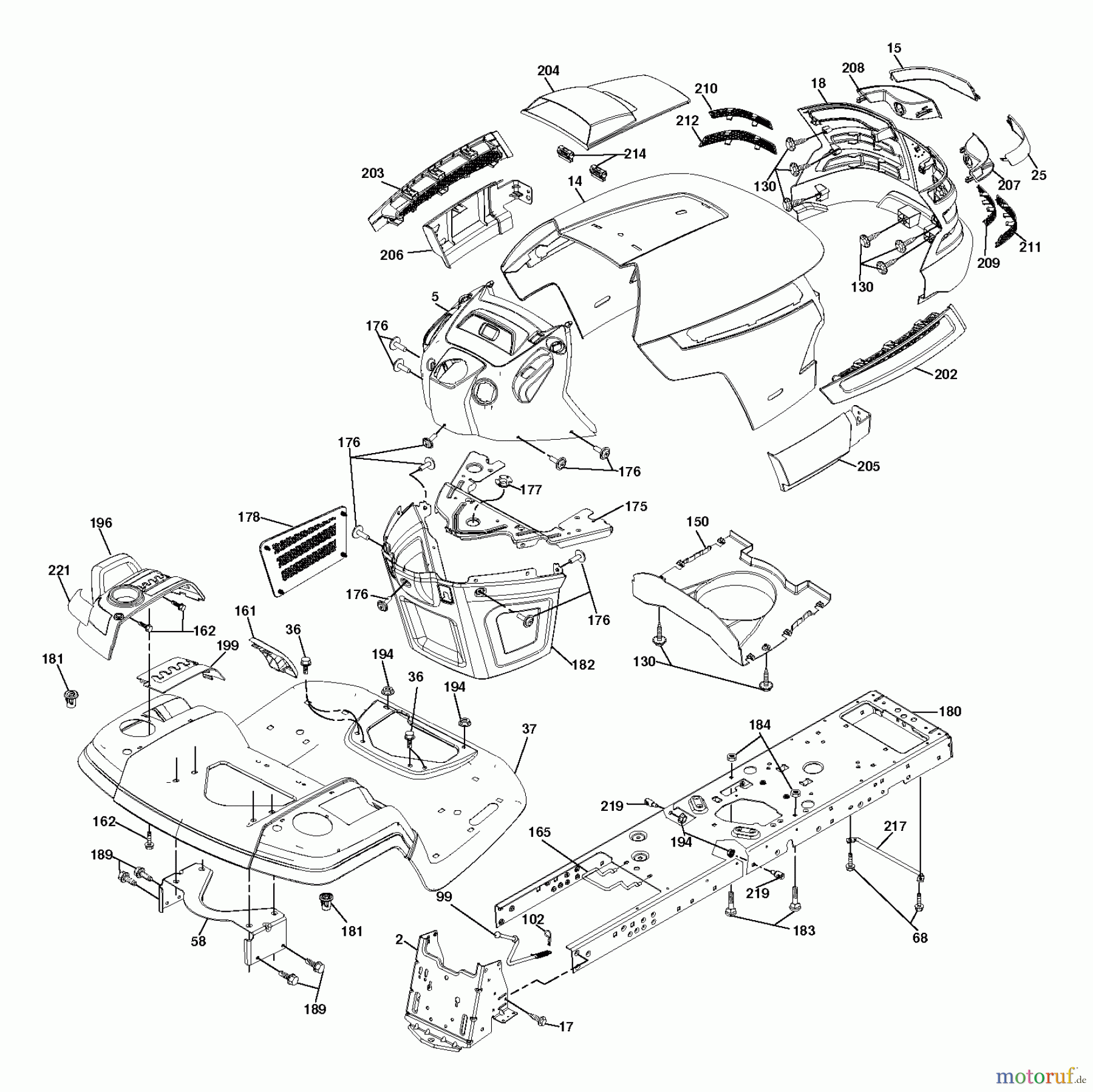 Husqvarna Rasen und Garten Traktoren LOYTH 20F42T (96045000201) - Husqvarna Lawn Tractor (2006-02 & After) Chassis And Enclosures