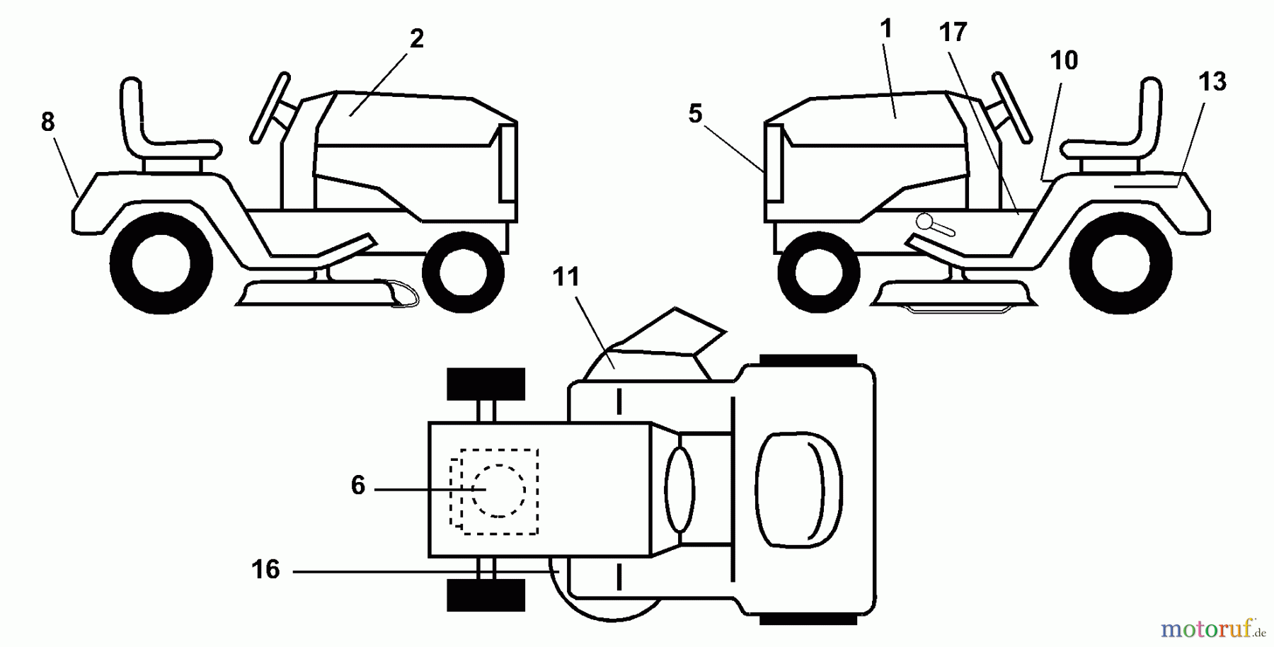  Husqvarna Rasen und Garten Traktoren LR 120 (954830051B) - Husqvarna Lawn Tractor (1996-05 & After) Decals