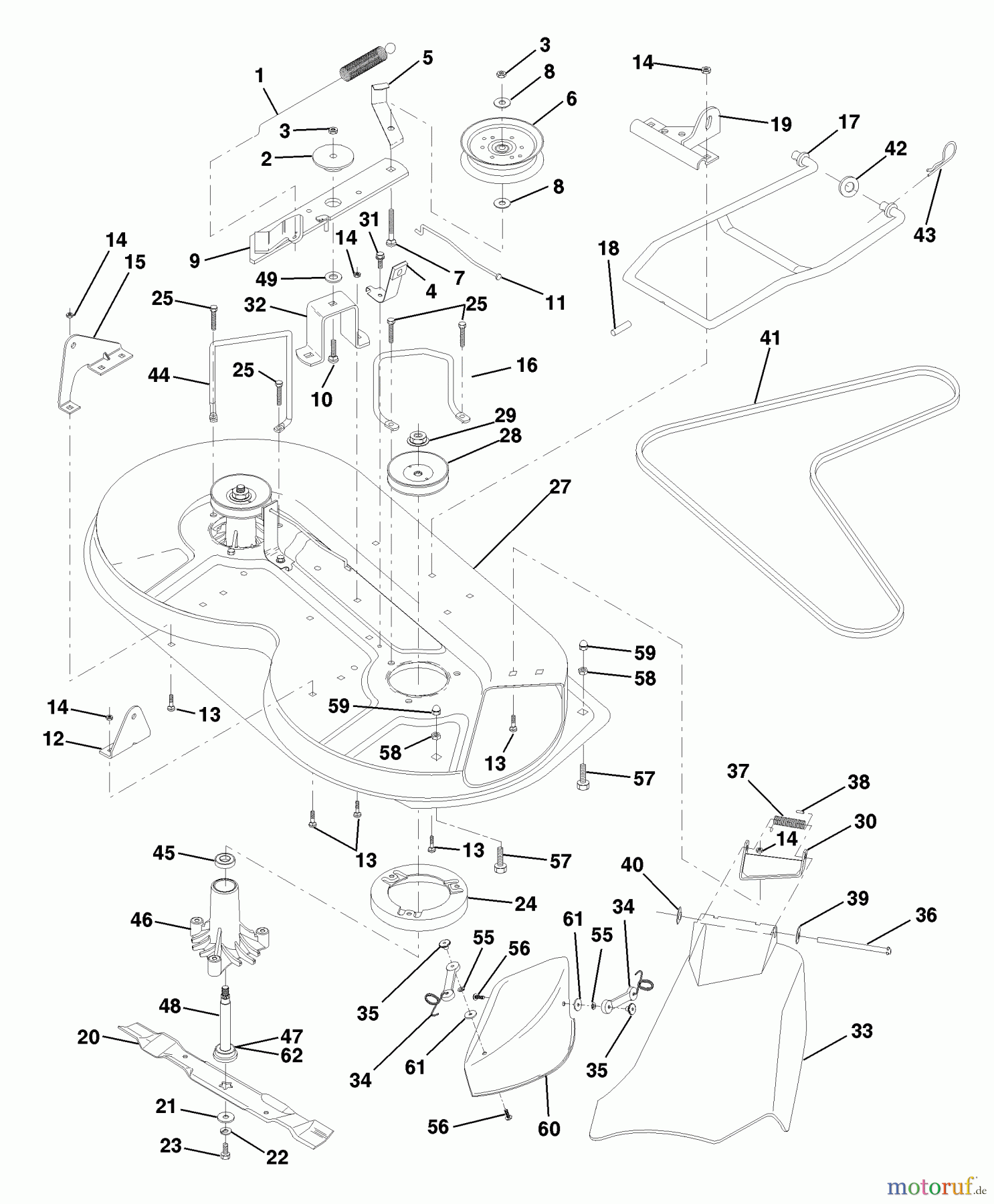 Husqvarna Rasen und Garten Traktoren LR 121 (954140001B) - Husqvarna Lawn Tractor (1998-02 & After) Mower Deck