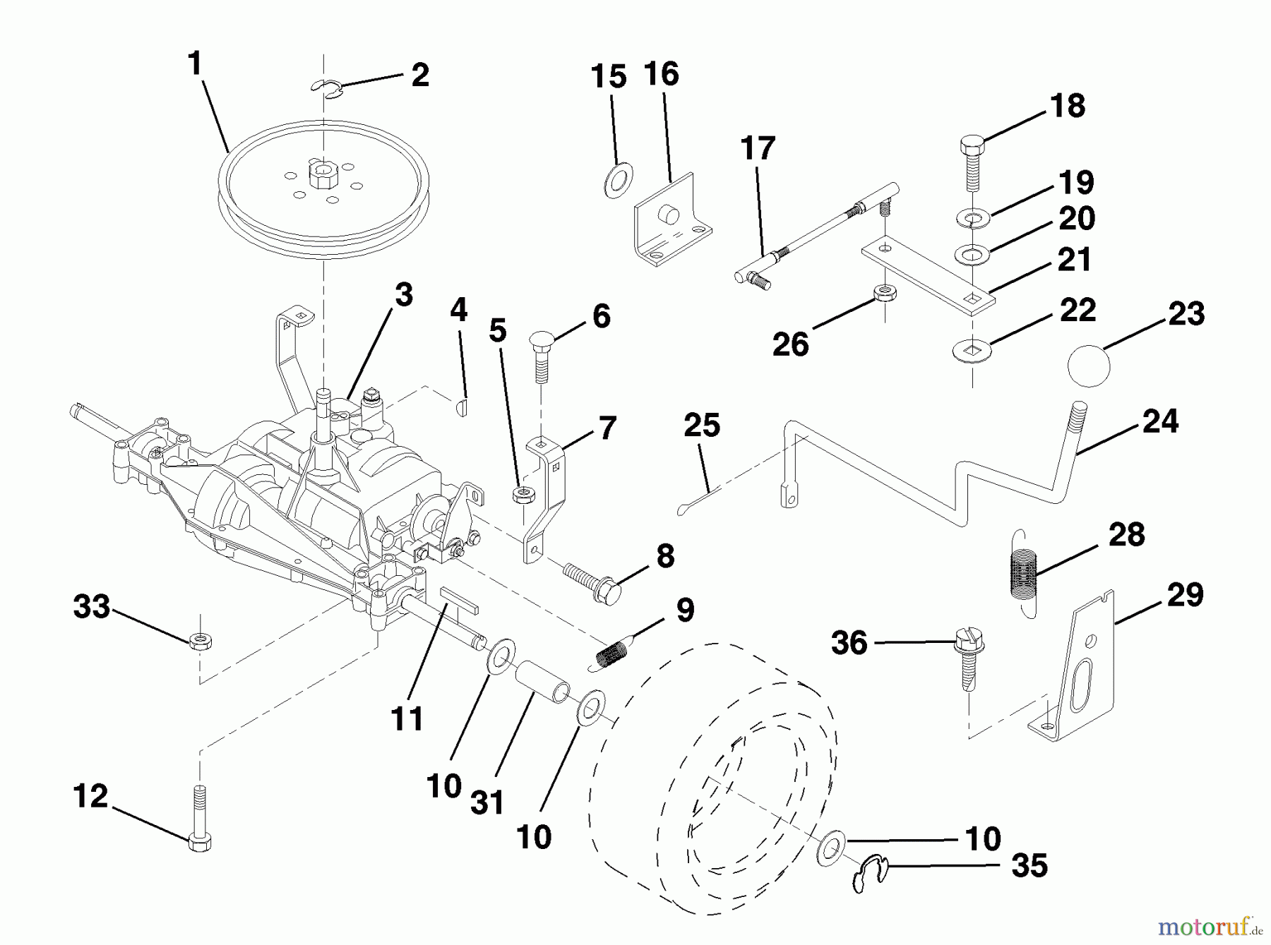 Husqvarna Rasen und Garten Traktoren LR 121 (954140001B) - Husqvarna Lawn Tractor (1998-02 & After) Transaxle