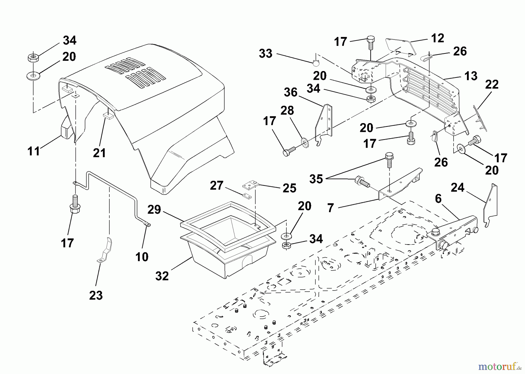Husqvarna Rasen und Garten Traktoren LR 122 (954140105B) - Husqvarna Lawn Tractor (2000-01 & After) Hood