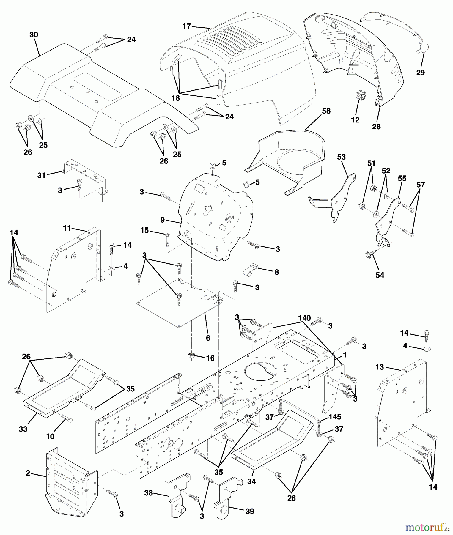 Husqvarna Rasen und Garten Traktoren LT 120 (954140047) (HCLT120B) - Husqvarna Lawn Tractor (1998-01 & After) Chassis And Enclosures