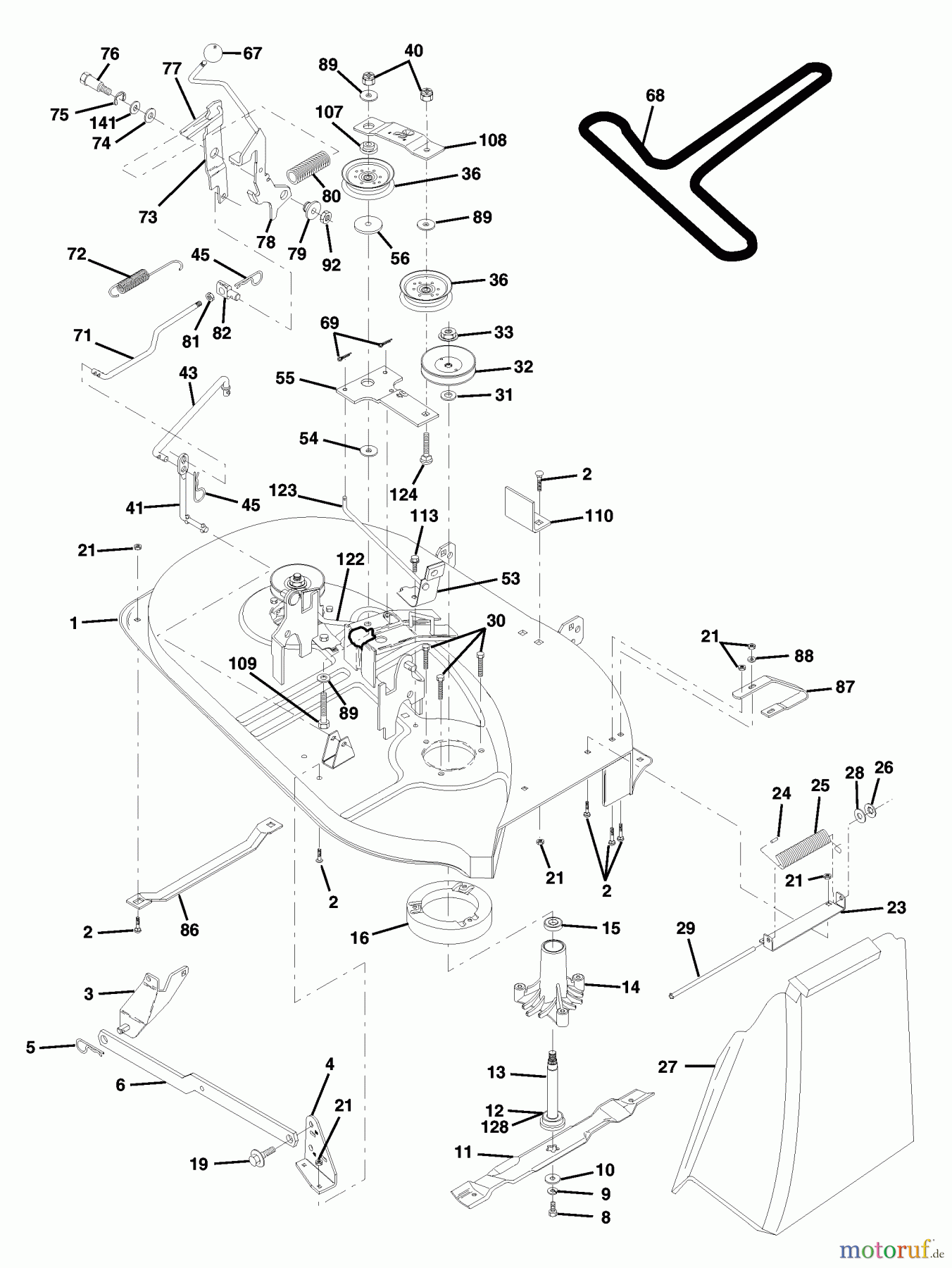 Husqvarna Rasen und Garten Traktoren LT 120 (954140047) (HCLT120B) - Husqvarna Lawn Tractor (1998-01 & After) Mower Deck