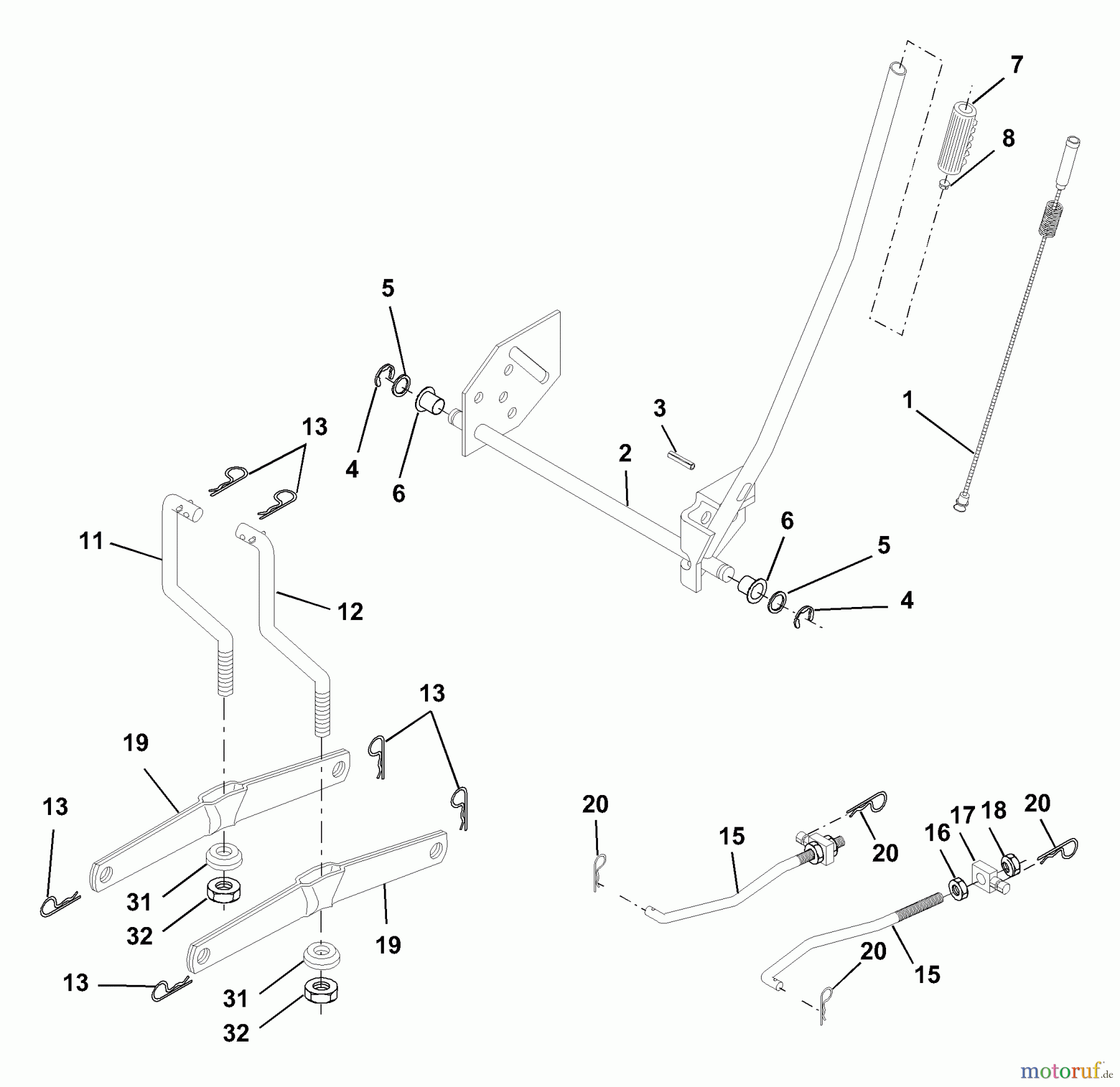 Husqvarna Rasen und Garten Traktoren LT 1238B (954567024) - Husqvarna Lawn Tractor (2001-03 & After) Mower Lift