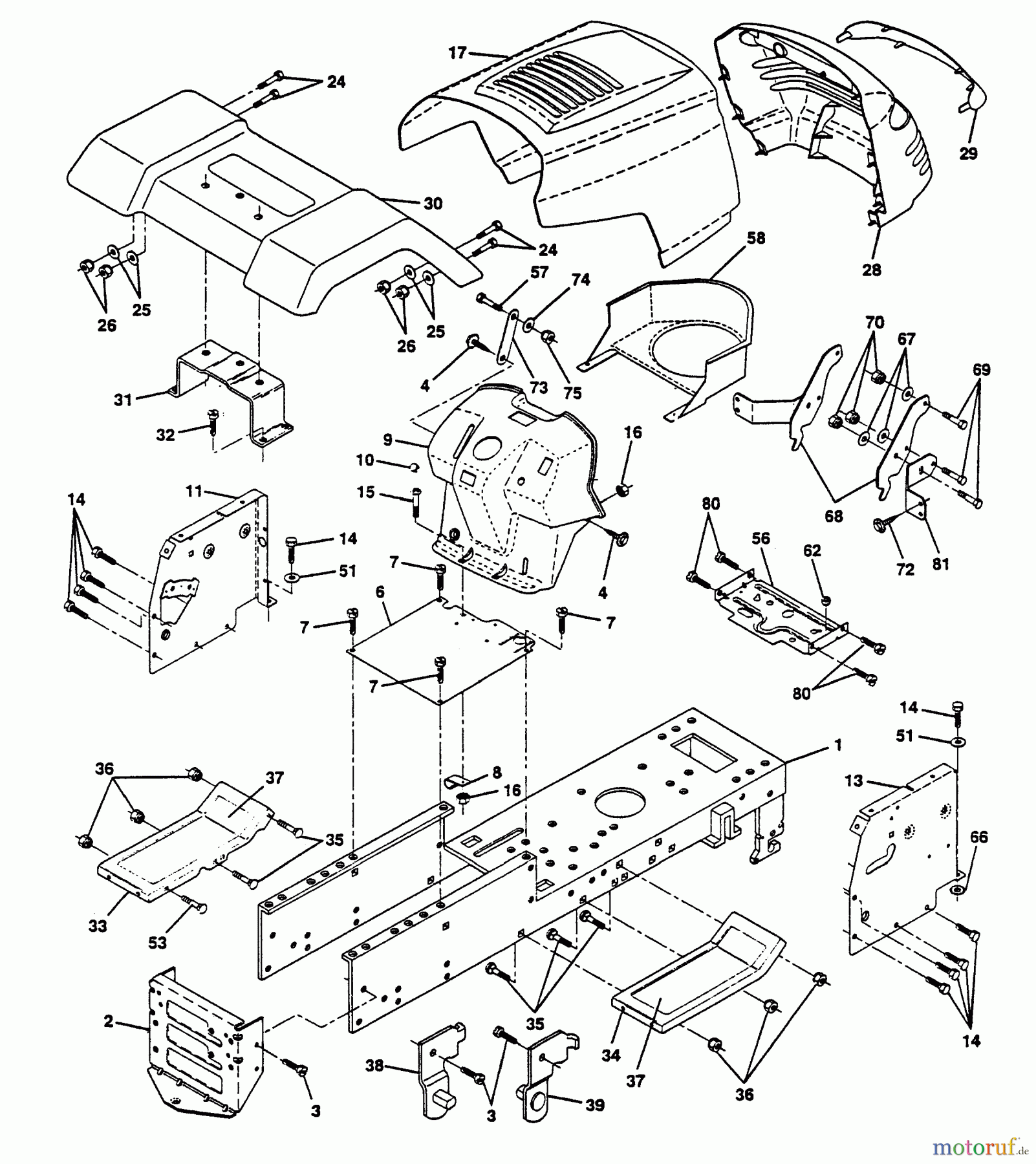 Husqvarna Rasen und Garten Traktoren LT 125 (954000772) (HC12542A) - Husqvarna Lawn Tractor (1994-01 & After) Chassis And Enclosures