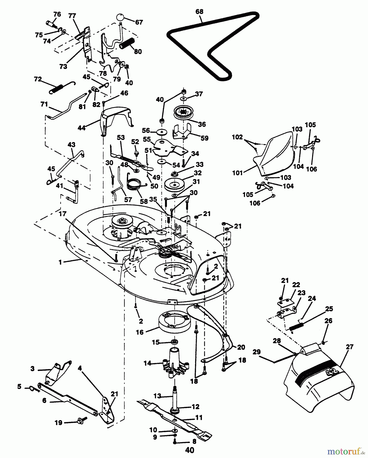  Husqvarna Rasen und Garten Traktoren LT 125 (954002711) (HC12542B) - Husqvarna Lawn Tractor (1995-01 to 1996-03) Mower Deck