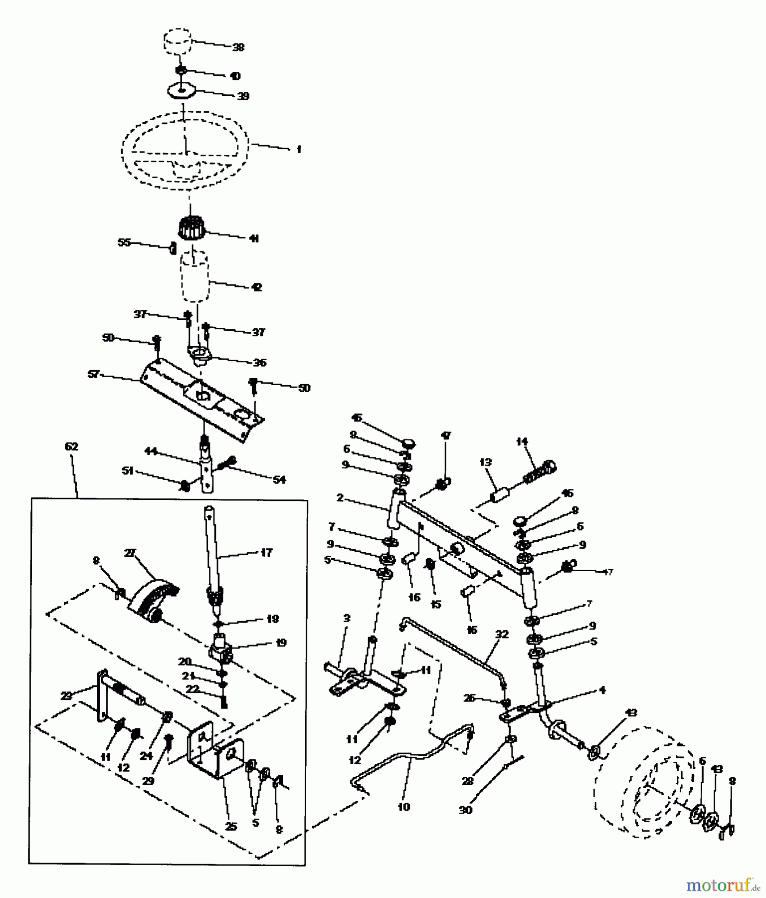 Husqvarna Rasen und Garten Traktoren LT 125 (954002711) (HC12542C) - Husqvarna Lawn Tractor (1996-04 & After) Steering Assembly
