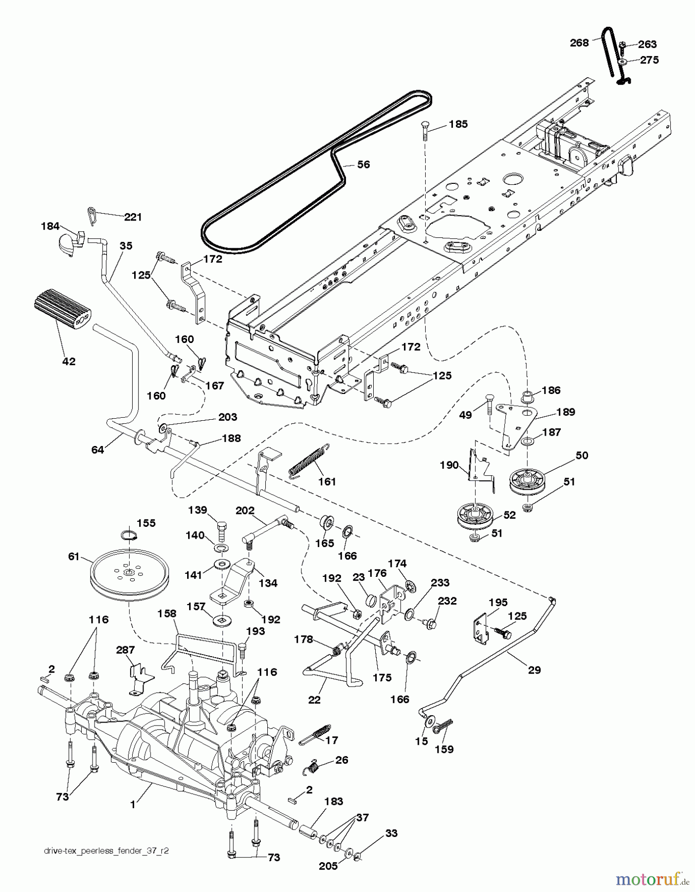 Husqvarna Rasen und Garten Traktoren LT 126 (96041019803) - Husqvarna Lawn Tractor (2012-06 & After) DRIVE