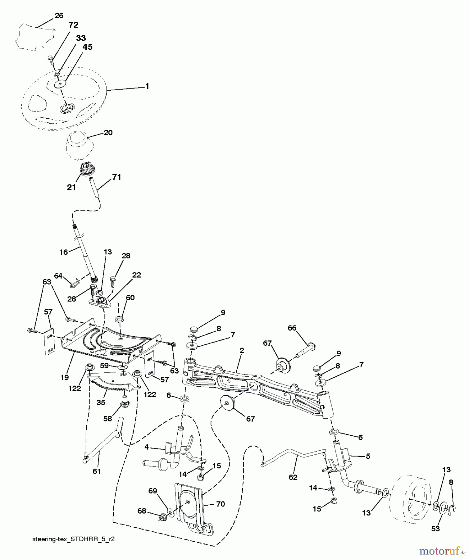 Husqvarna Rasen und Garten Traktoren LT 1942 (96041031500) - Husqvarna Lawn Tractor (2012-07 & After) STEERING