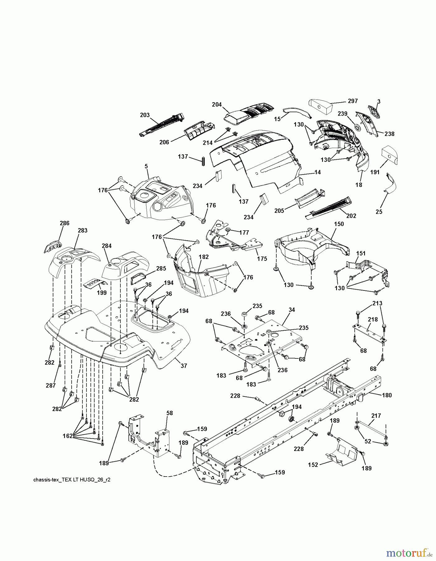 Husqvarna Rasen und Garten Traktoren LT 19538 (96041017003) - Husqvarna Lawn Tractor (2011-05 & After) CHASSIS ENCLOSURES
