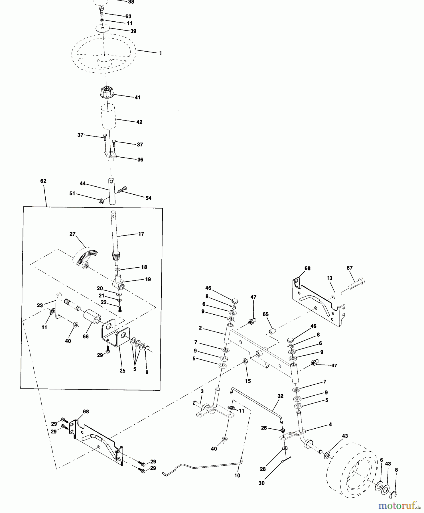 Husqvarna Rasen und Garten Traktoren LTH 120 (954140003A) - Husqvarna Lawn Tractor (1997-12 & After) Steering Assembly
