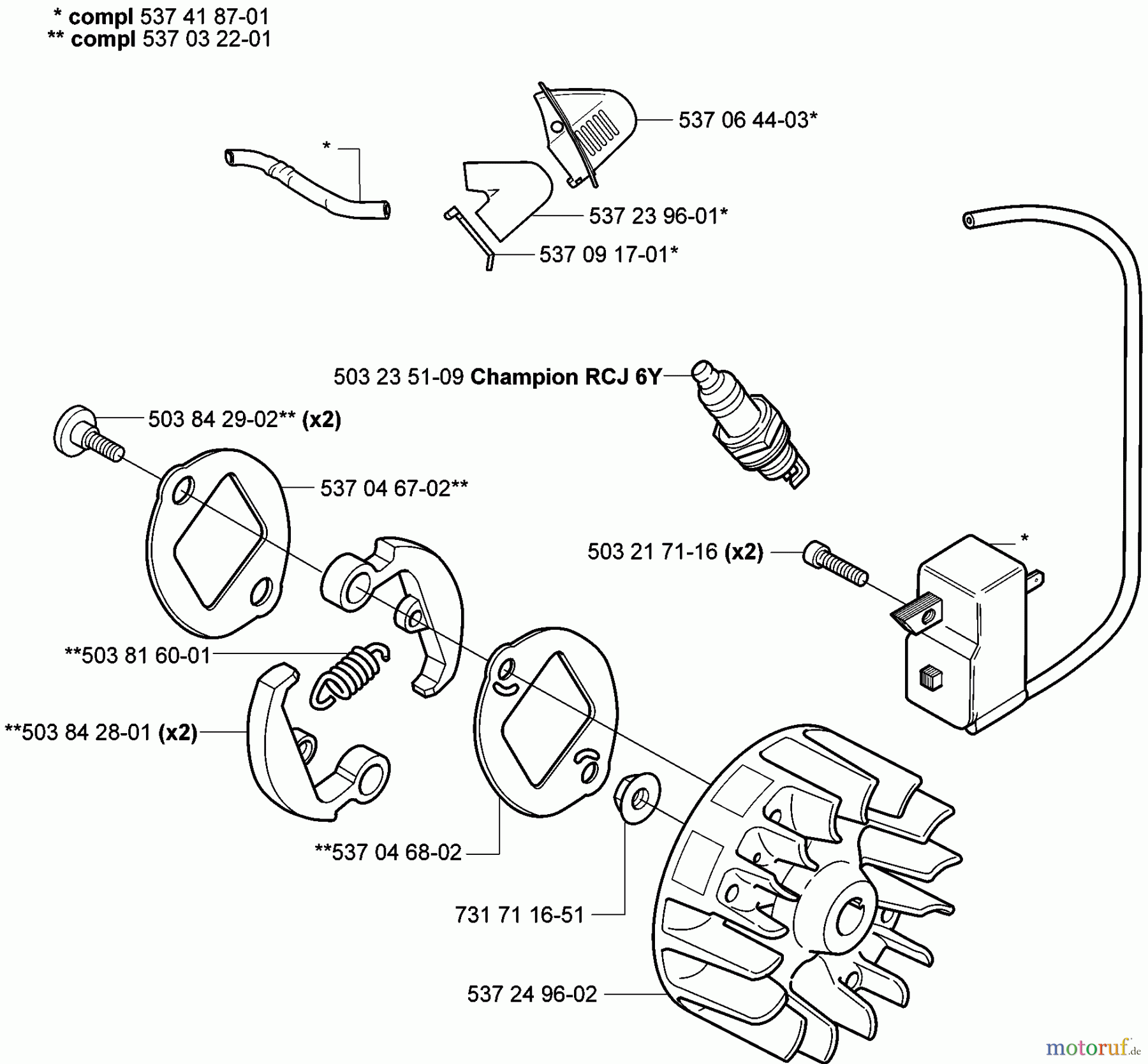 Husqvarna Zubehör, Sägen 326 P5X - Husqvarna Saw Attachment (2006-07 & After) Ignition / Flywheel