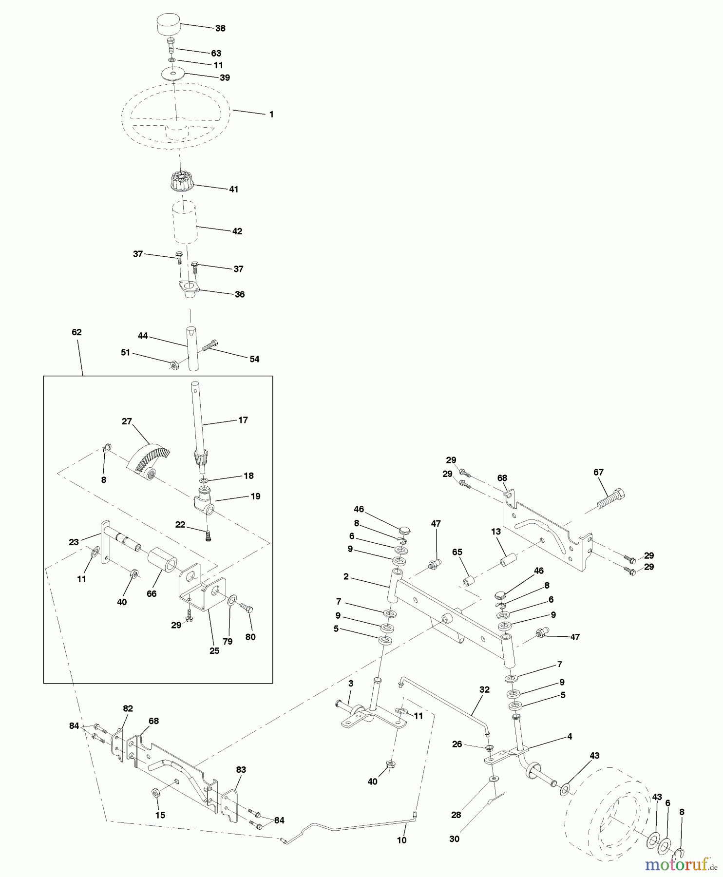 Husqvarna Rasen und Garten Traktoren LTH 120 (954140003F) - Husqvarna Lawn Tractor (1999-03 & After) Steering Assembly