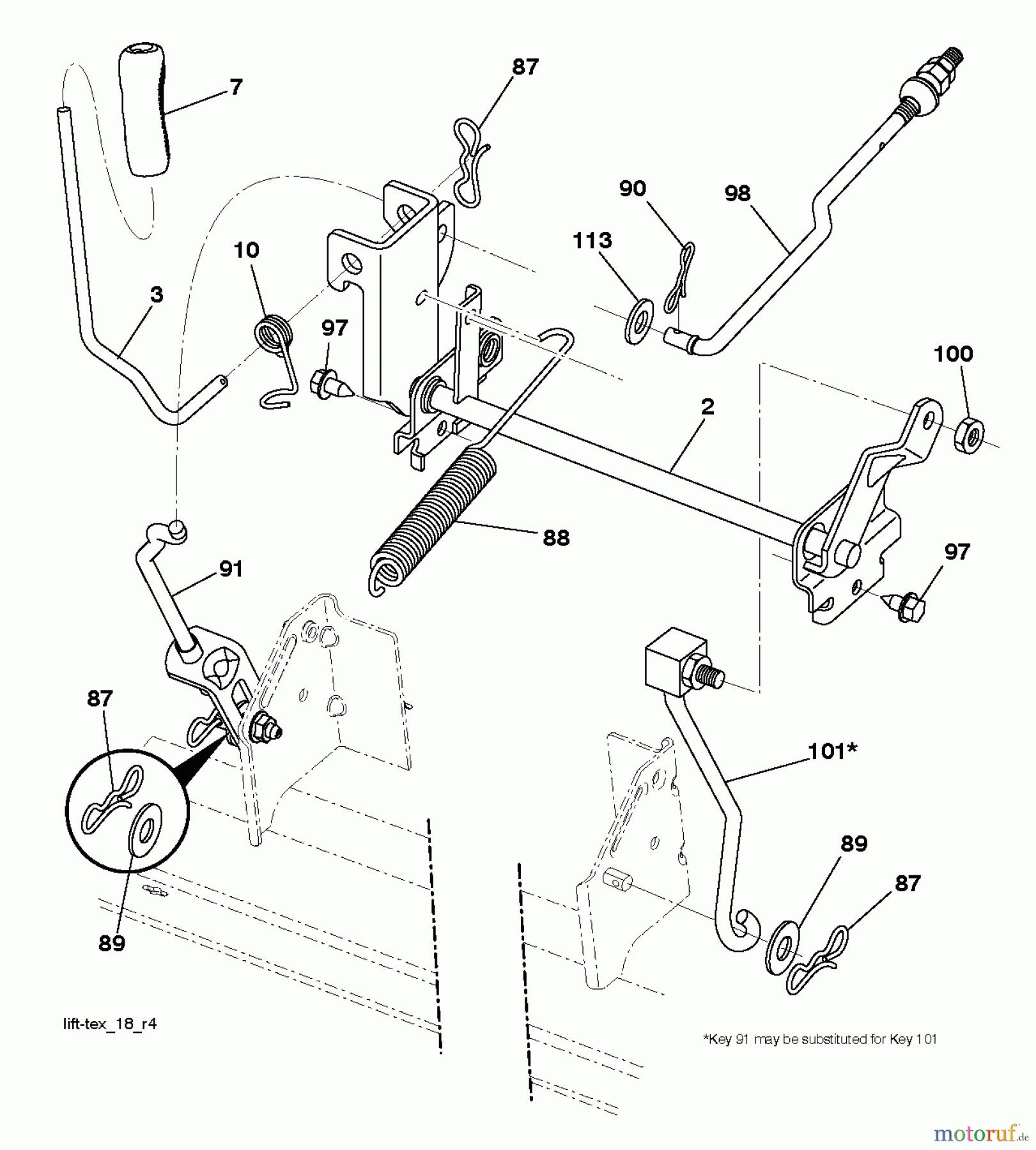 Husqvarna Rasen und Garten Traktoren LTH 126 (96041019902) - Husqvarna Lawn Tractor (2012-05 & After) MOWER LIFT LEVER