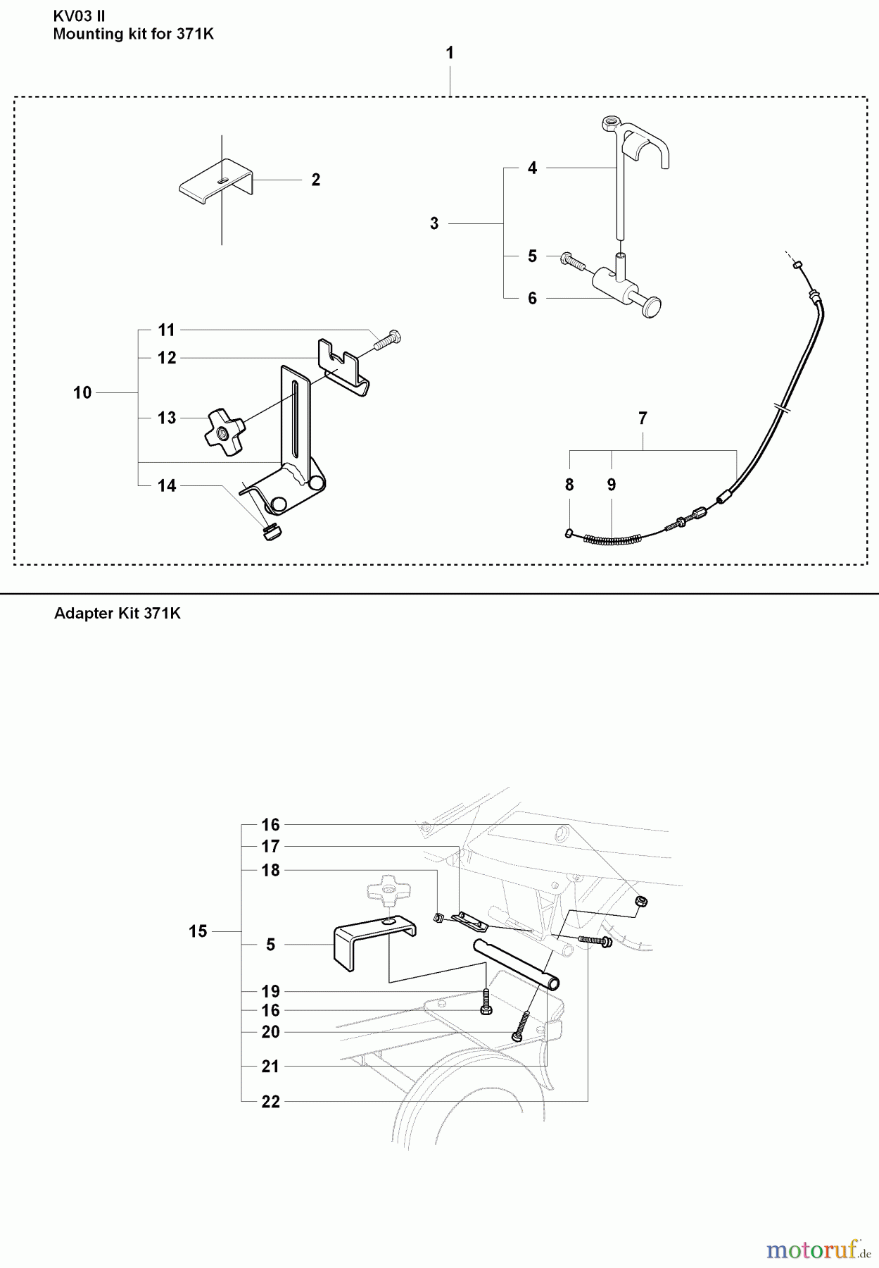 Husqvarna Zubehör, Sägen KV 03 - Husqvarna Trolley Cart for K 1250 / 371 K / 375 K / 3210 K (2007-01 & After) Mounting kit for 371K