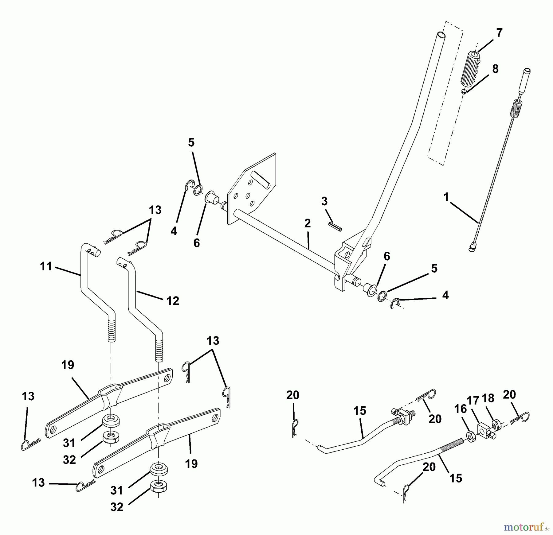 Husqvarna Rasen und Garten Traktoren LTH 130 (954140005E) - Husqvarna Lawn Tractor (1997-10 & After) Mower Lift