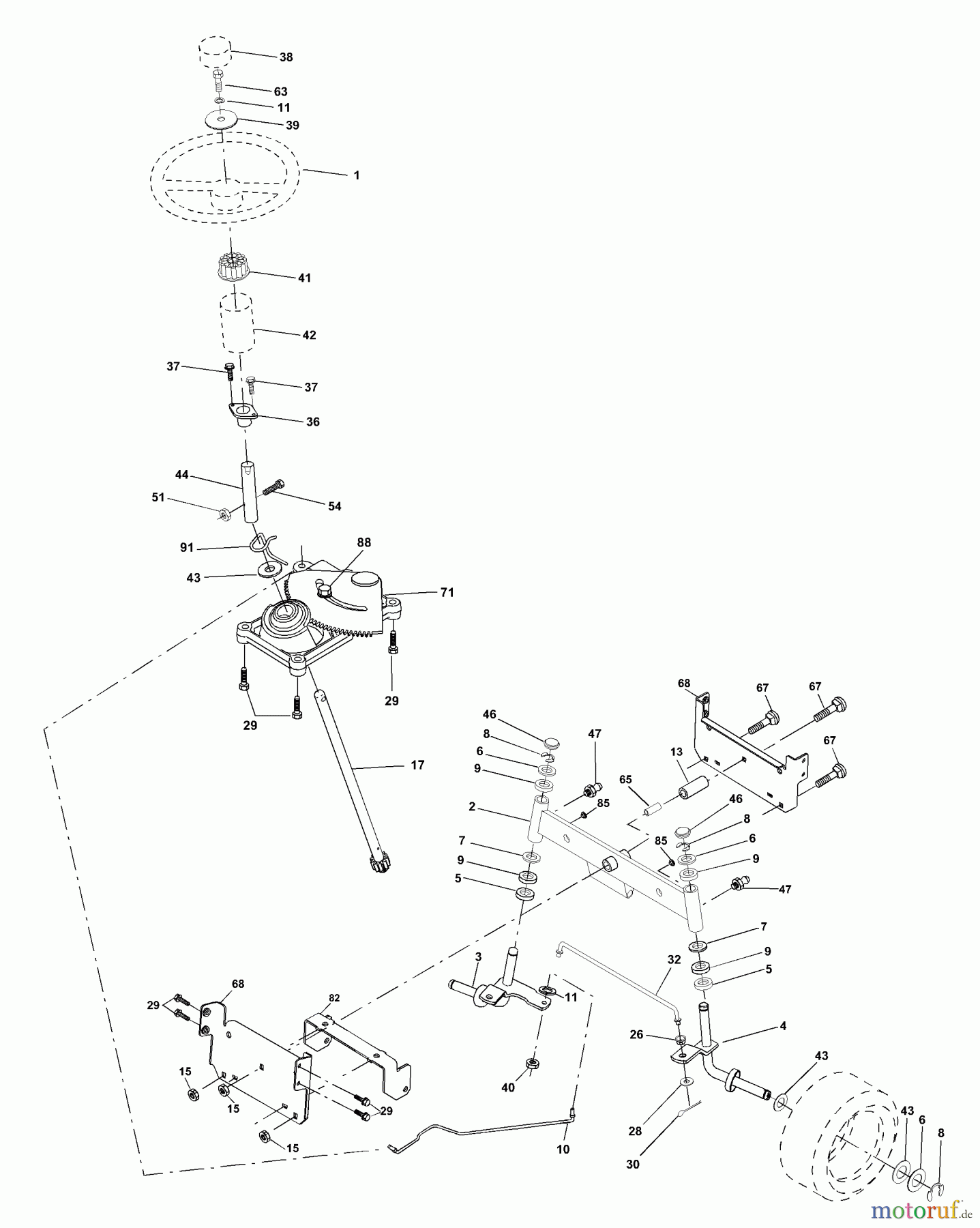 Husqvarna Rasen und Garten Traktoren LTH 1342B (954567031) - Husqvarna Lawn Tractor (2001-01 & After) Steering Assembly