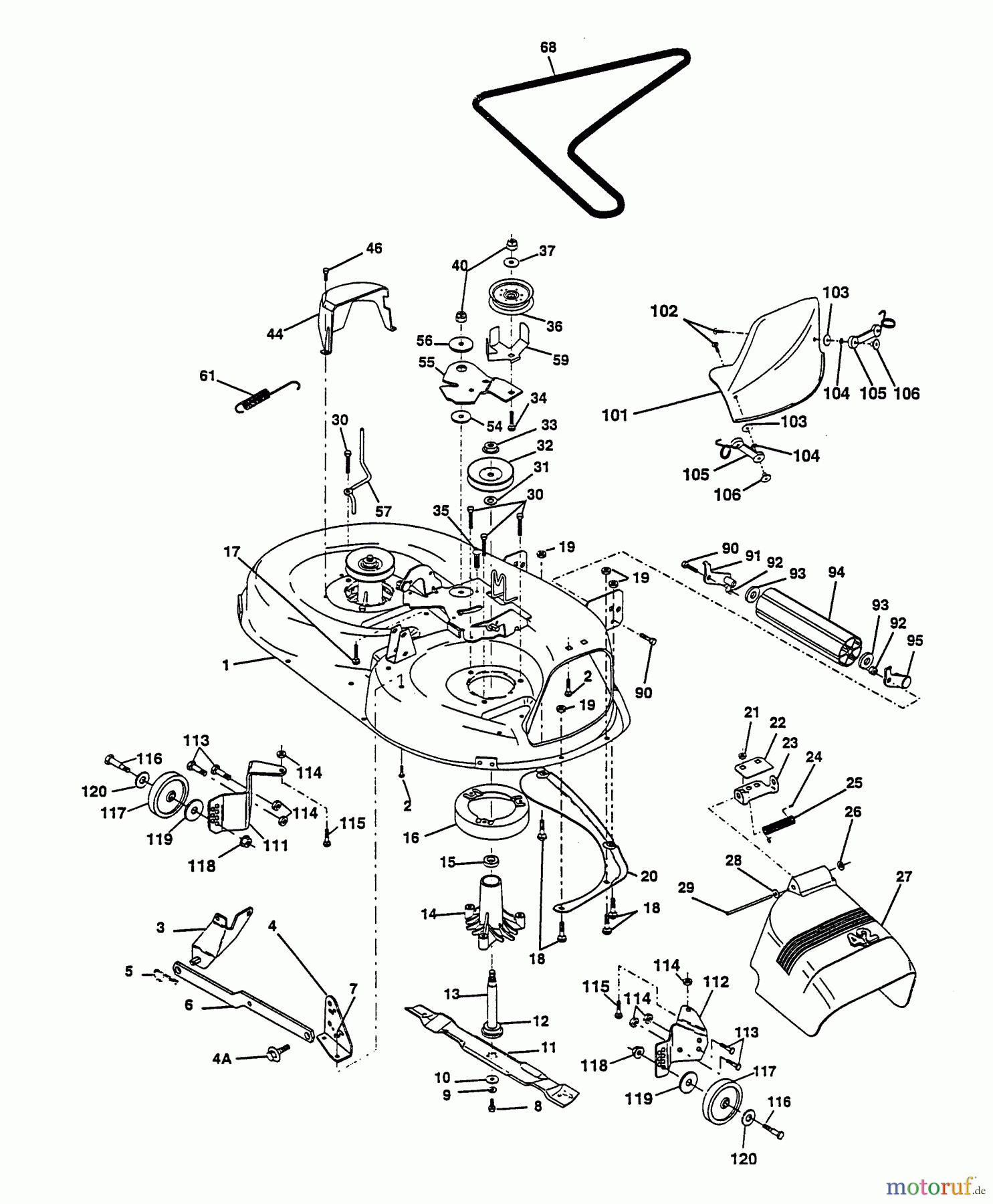 Husqvarna Rasen und Garten Traktoren LTH 140 (954000642) (HN14H42A) - Husqvarna Lawn Tractor (1994-01 & After) Mower 42