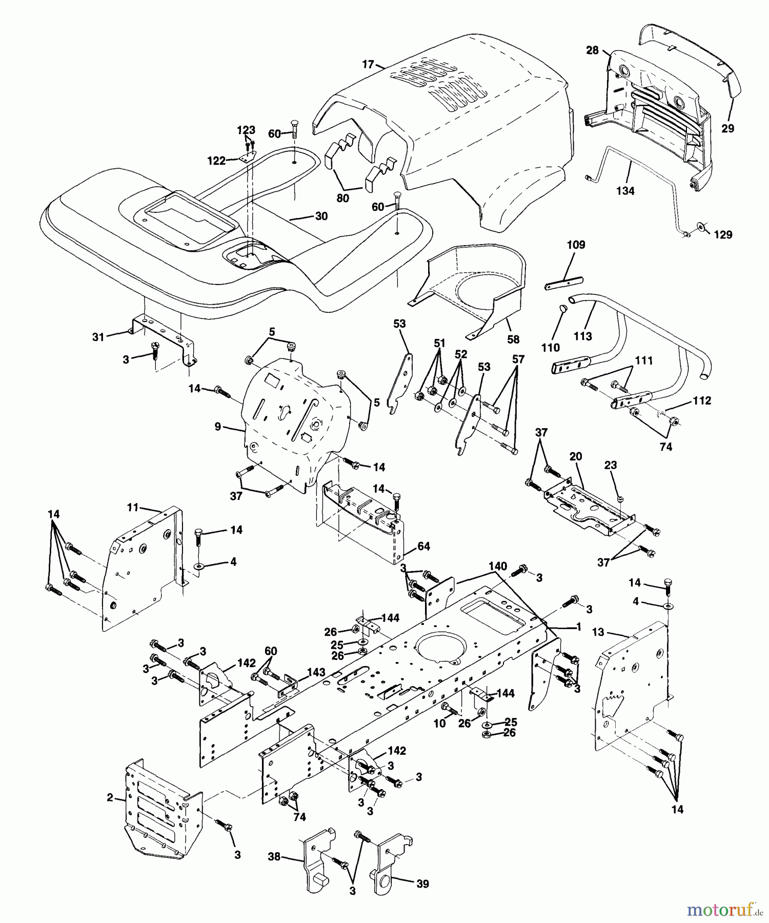  Husqvarna Rasen und Garten Traktoren LTH 145 (954140006A) - Husqvarna Lawn Tractor (1997-12 & After) Chassis And Enclosures