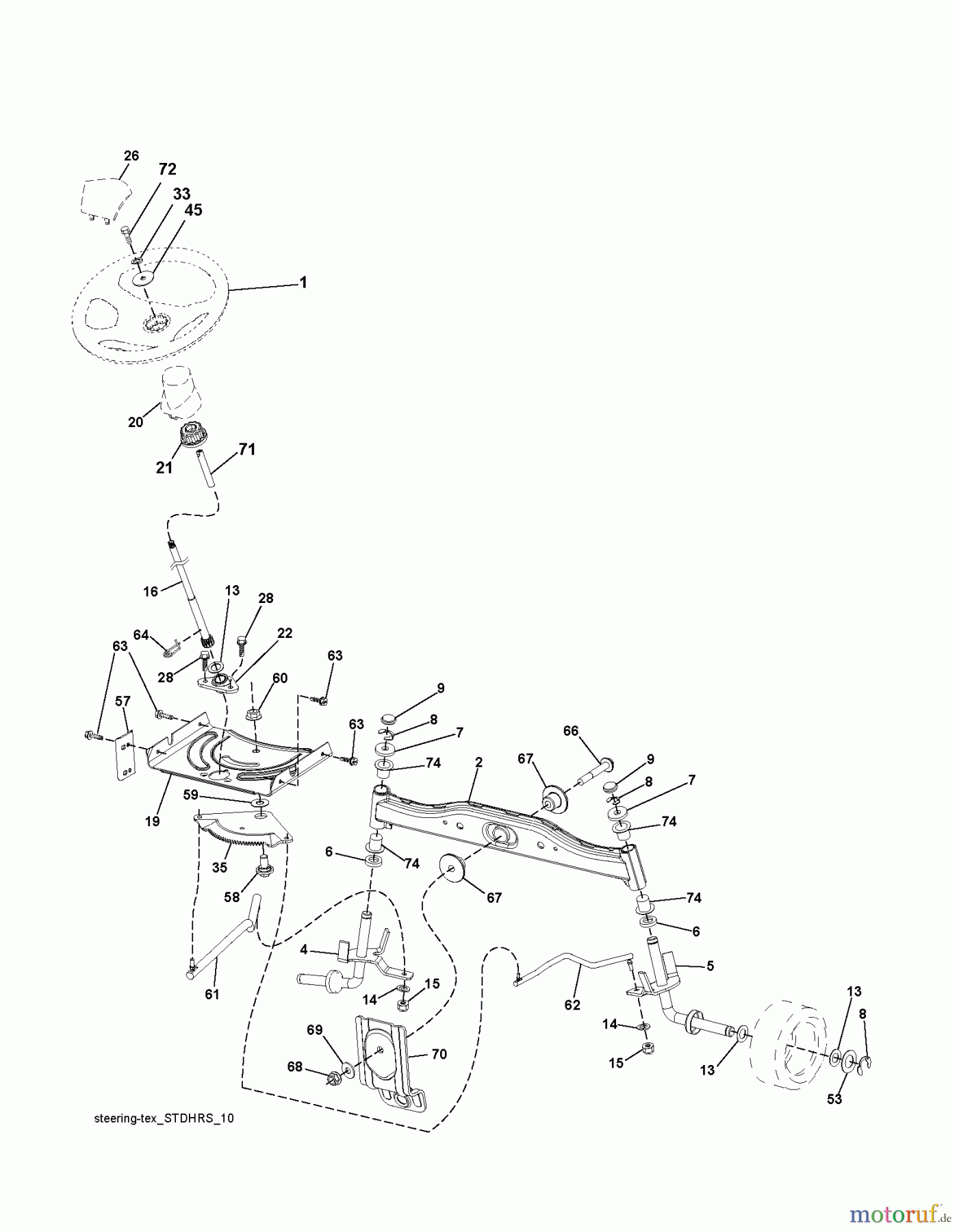 Husqvarna Rasen und Garten Traktoren LTH 19530 (96041016903) - Husqvarna Lawn Tractor (2011-06 & After) STEERING