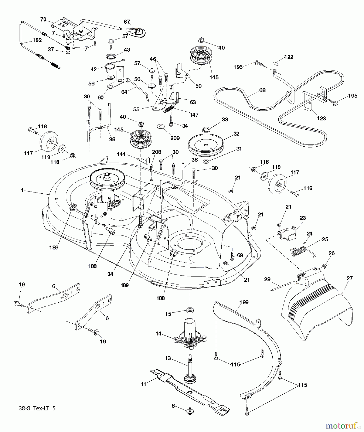  Husqvarna Rasen und Garten Traktoren LTH 2038 (96043014500) - Husqvarna Lawn Tractor (2012-08 & After) MOWER DECK / CUTTING DECK