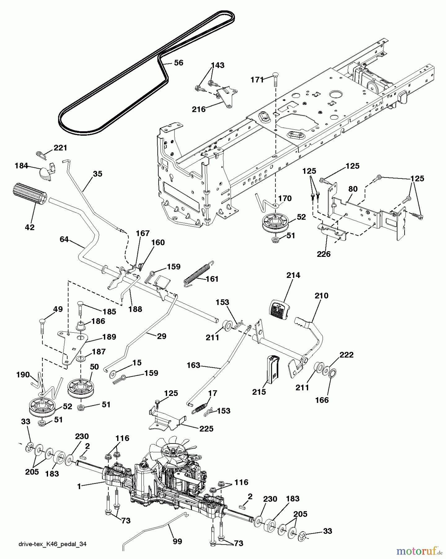  Husqvarna Rasen und Garten Traktoren LTH 2038R (96041028300) - Husqvarna Lawn Tractor (2012-05 & After) DRIVE