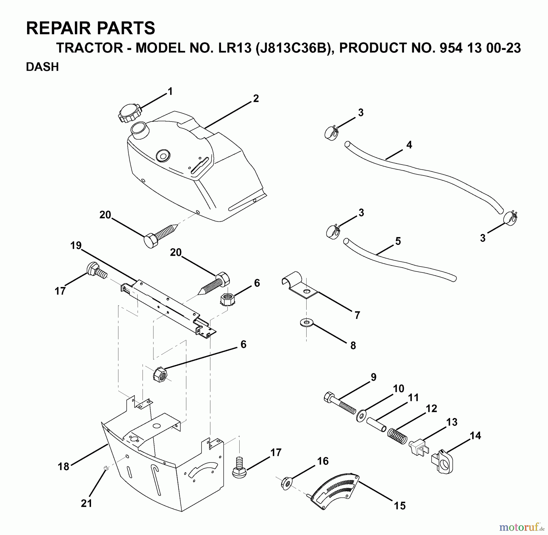 Jonsered Rasen und Garten Traktoren LR13 (J813C36B, 954130023) - Jonsered Lawn & Garden Tractor (1998-12) DASH