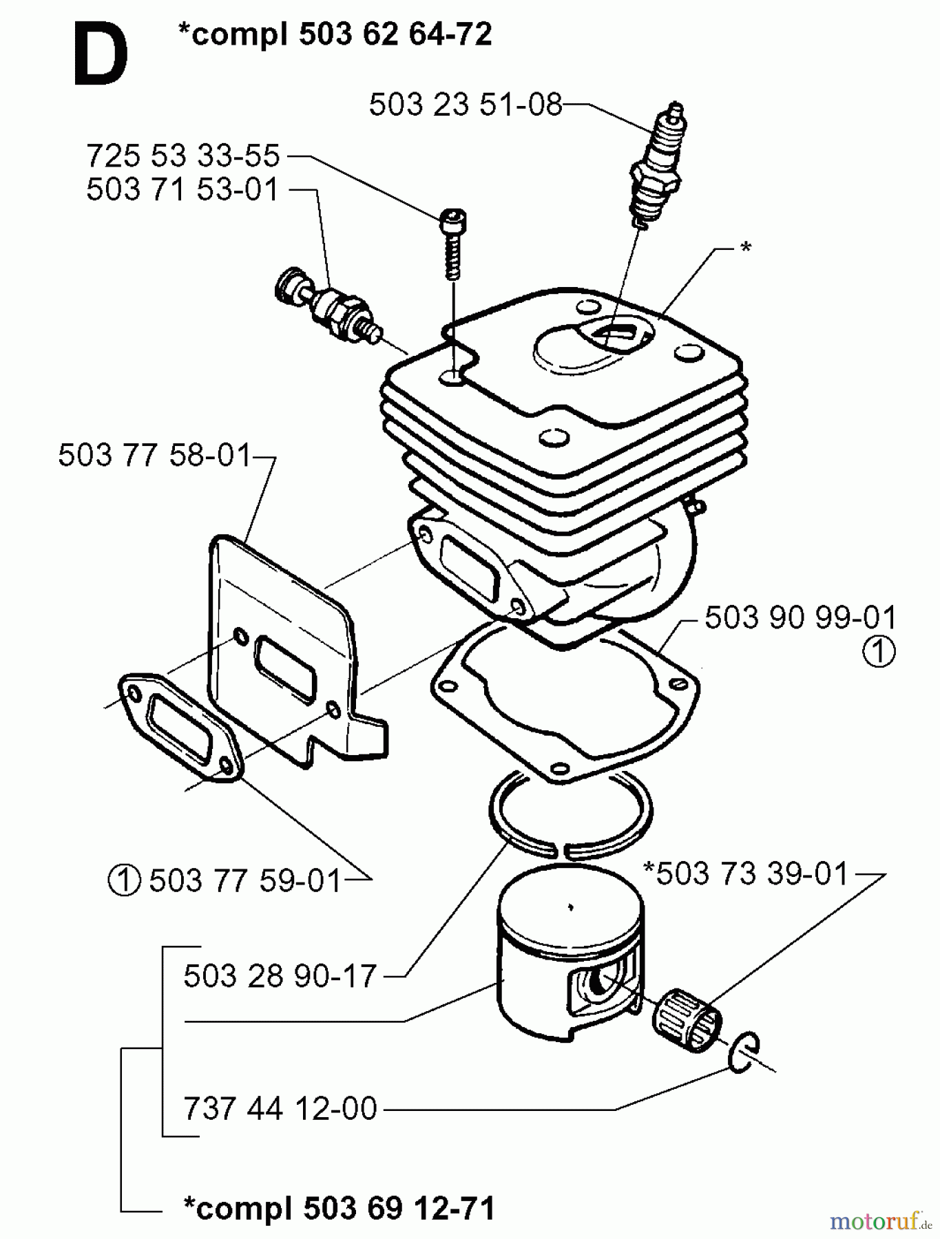  Jonsered Motorsägen 2071 - Jonsered Chainsaw (1997-02) CYLINDER PISTON