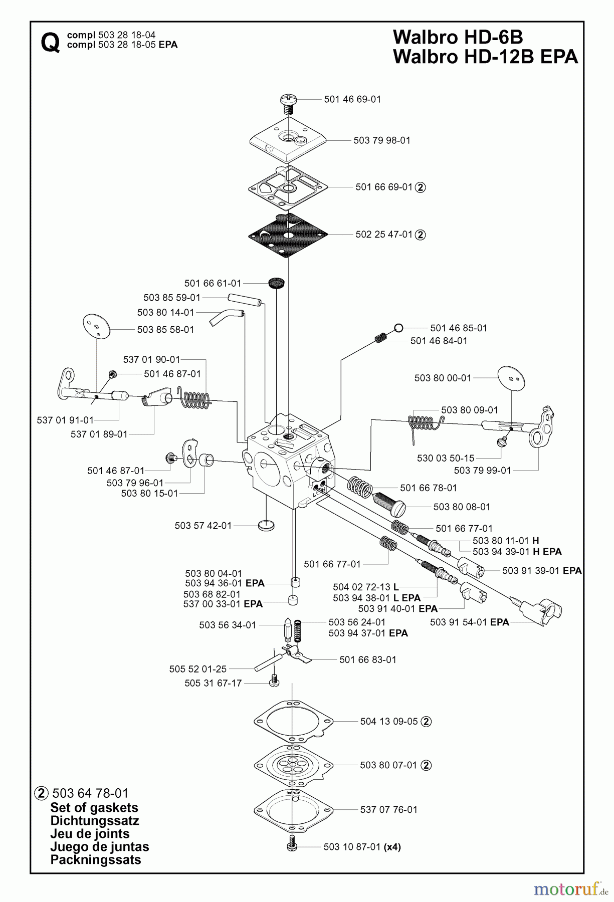  Jonsered Motorsägen 2163 EPA - Jonsered Chainsaw (2001-10) CARBURETOR DETAILS