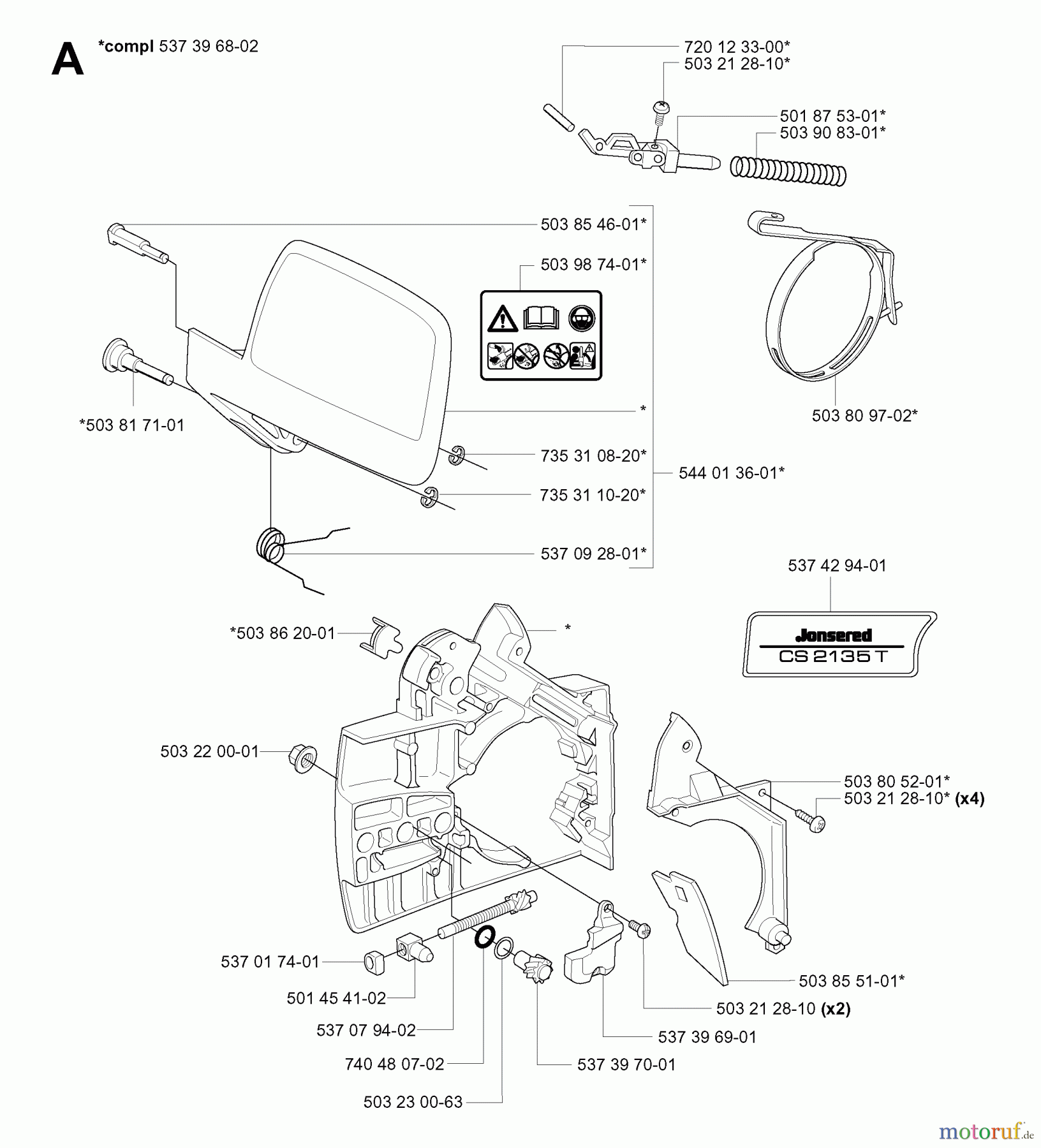 Jonsered Motorsägen CS2135 T - Jonsered Chainsaw (2005-03) CHAIN BRAKE