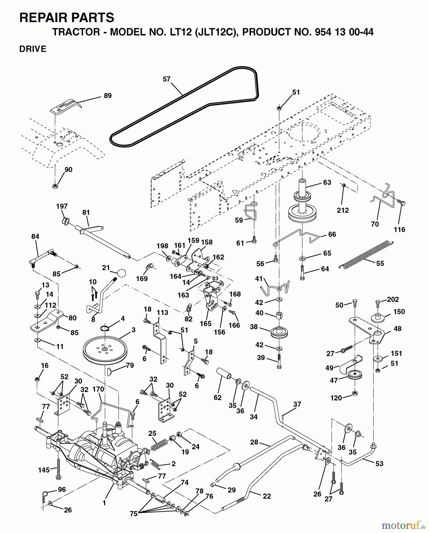  Jonsered Rasen  und Garten Traktoren LT12 (JLT12C, 954130044) - Jonsered Lawn & Garden Tractor (2001-09) DRIVE