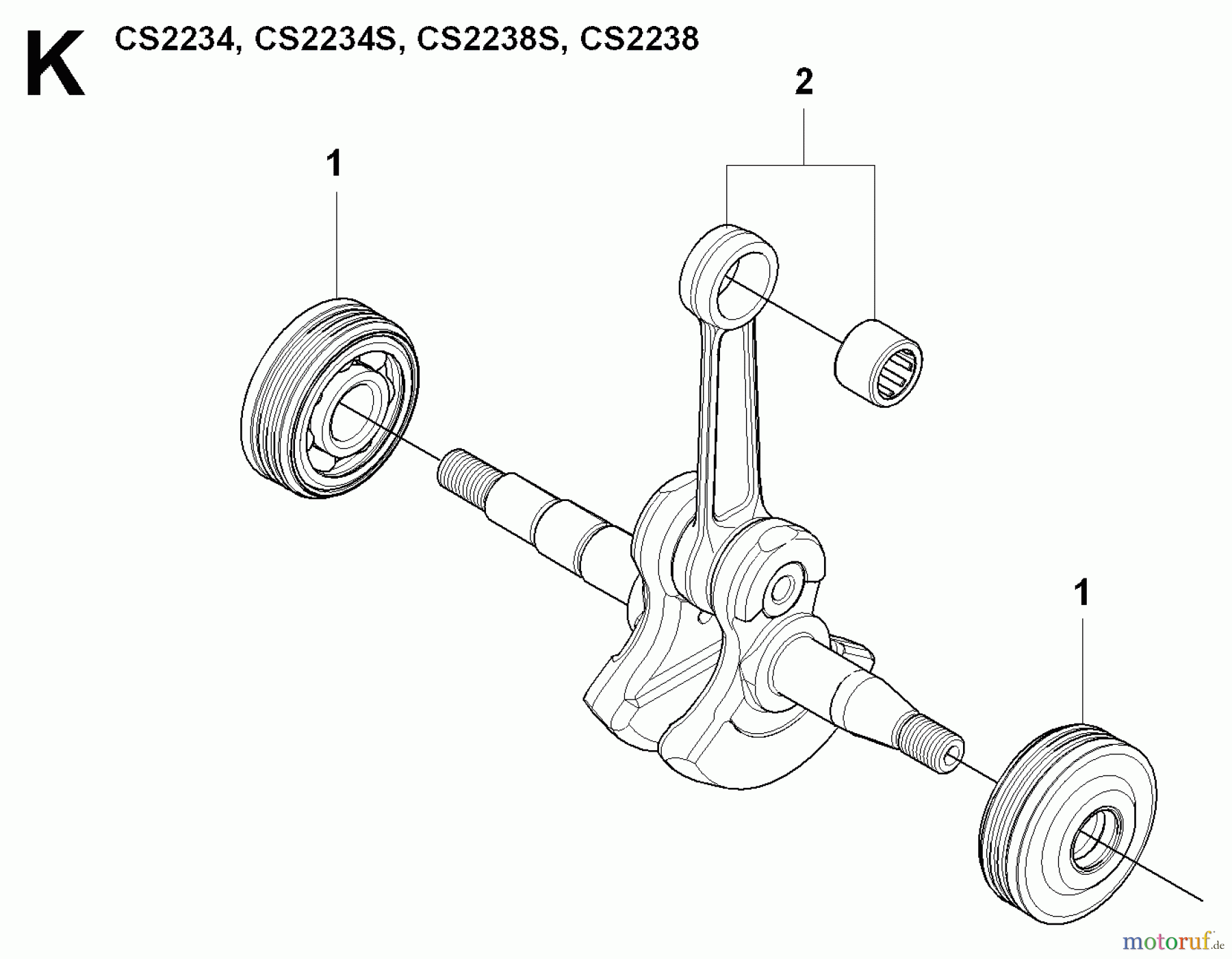  Jonsered Motorsägen CS2238 - Jonsered Chainsaw (2009-04) CRANKSHAFT