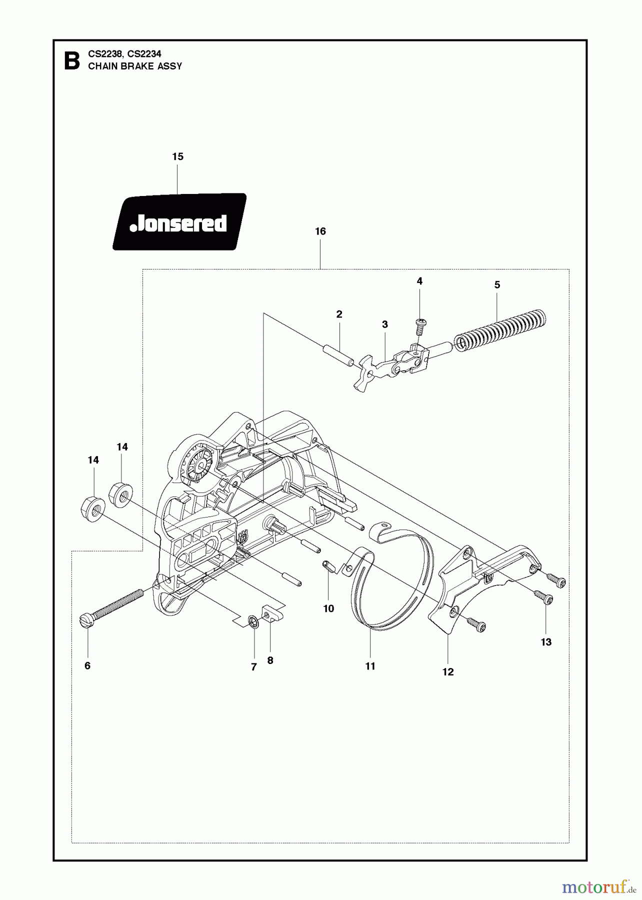  Jonsered Motorsägen CS2234 - Jonsered Chainsaw (2010-04) CHAIN BRAKE