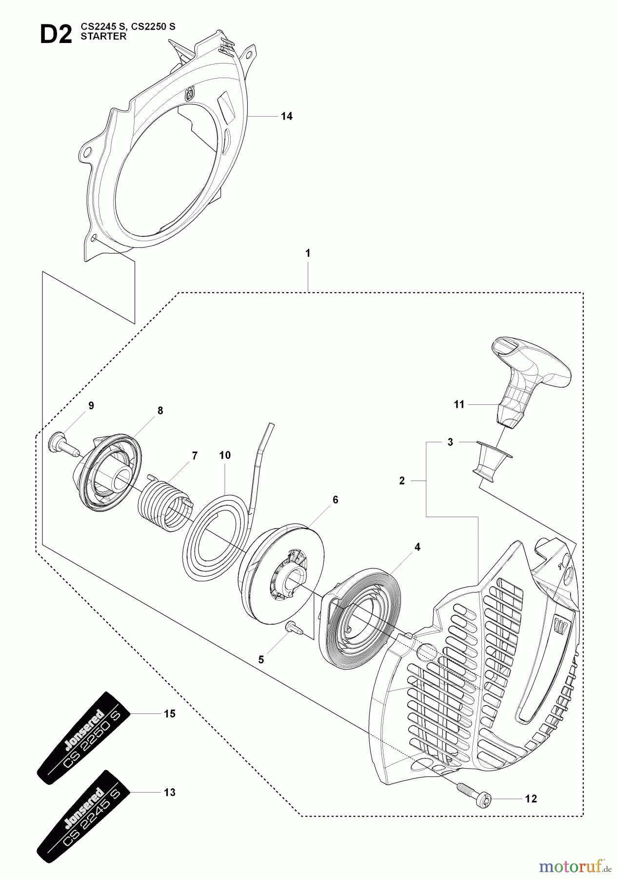  Jonsered Motorsägen CS2250 S - Jonsered Chainsaw (2009-02) STARTER