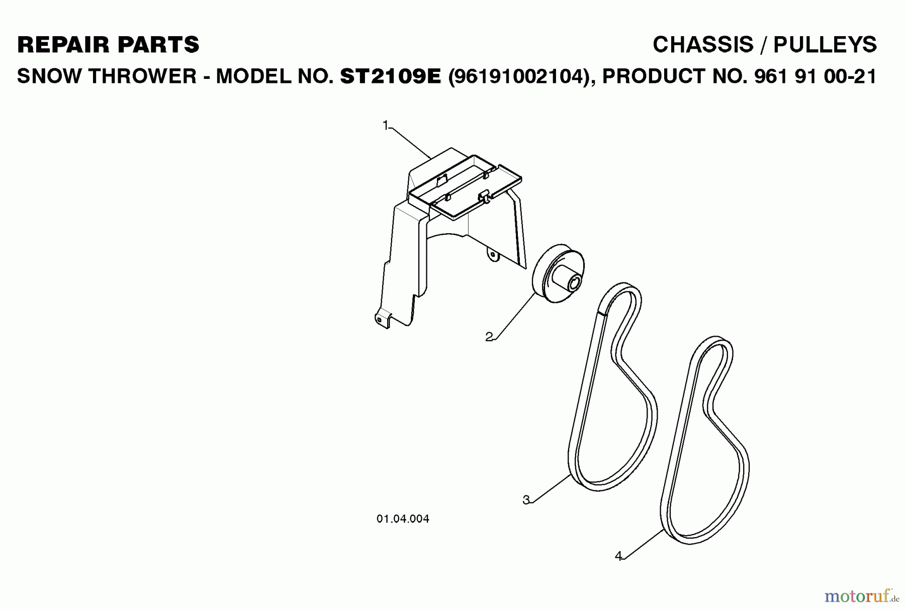 Jonsered Schneefräsen ST 2109 E (96191002104) - Jonsered Snow Thrower (2008-08) CHASSIS ENCLOSURES