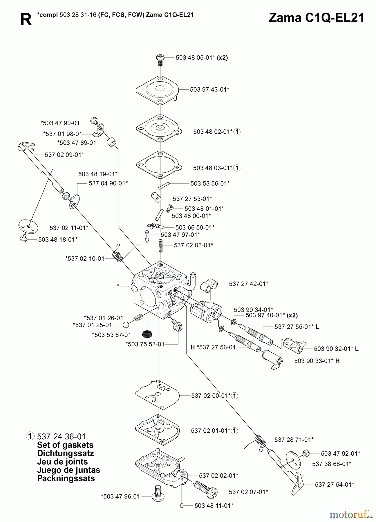 Jonsered Motorsensen, Trimmer BC2145 - Jonsered Brushcutter (2006-01) CARBURETOR DETAILS