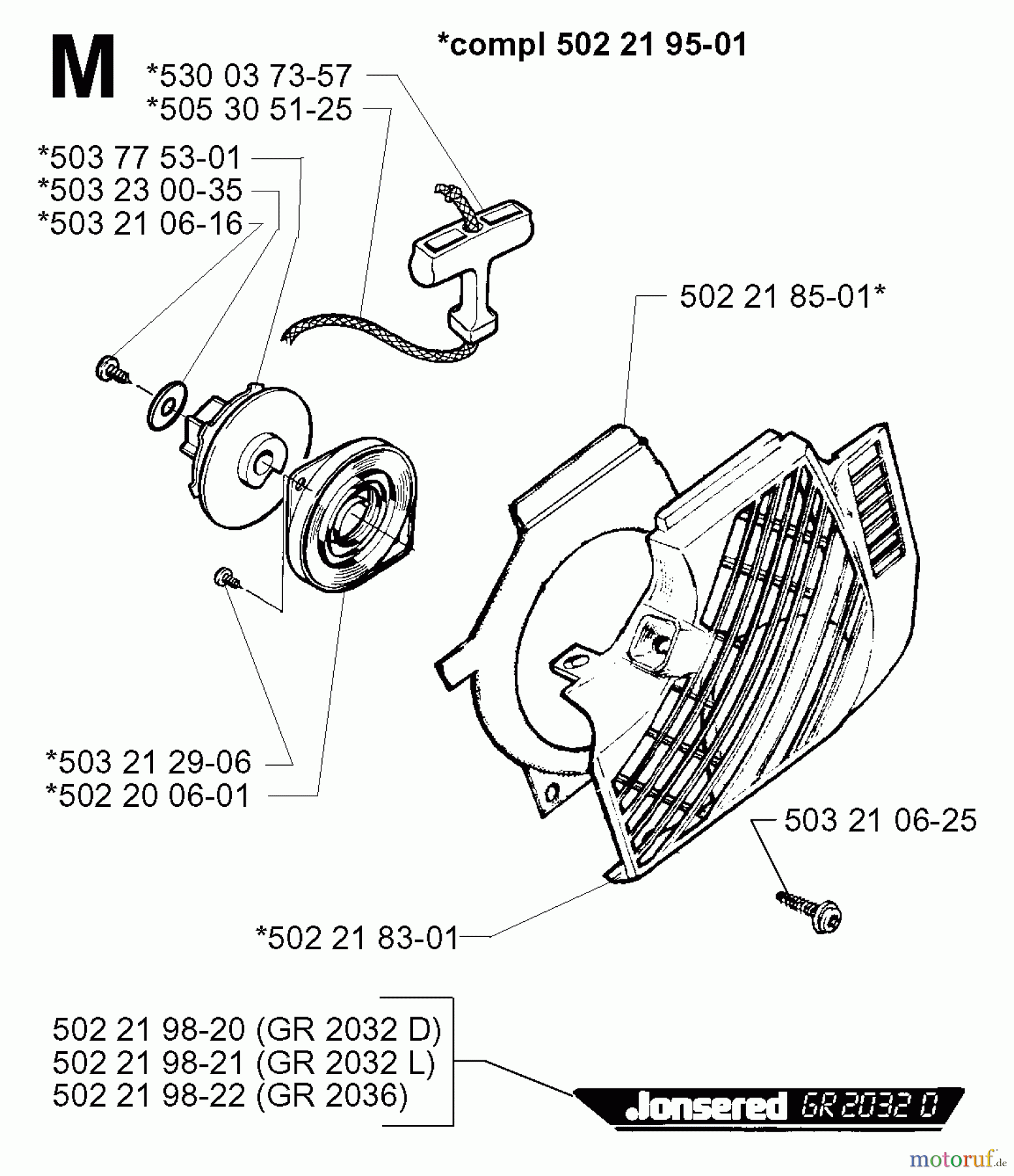 Jonsered Motorsensen, Trimmer GR2036 - Jonsered String/Brush Trimmer (1998-02) STARTER