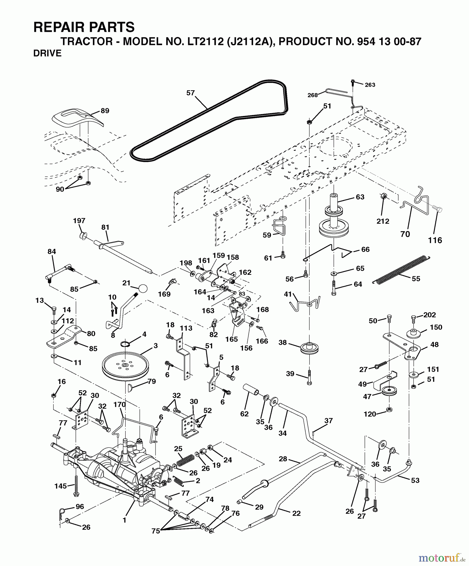 Jonsered Rasen und Garten Traktoren LT2112 (J2112A, 954130087) - Jonsered Lawn & Garden Tractor (2003-01) DRIVE
