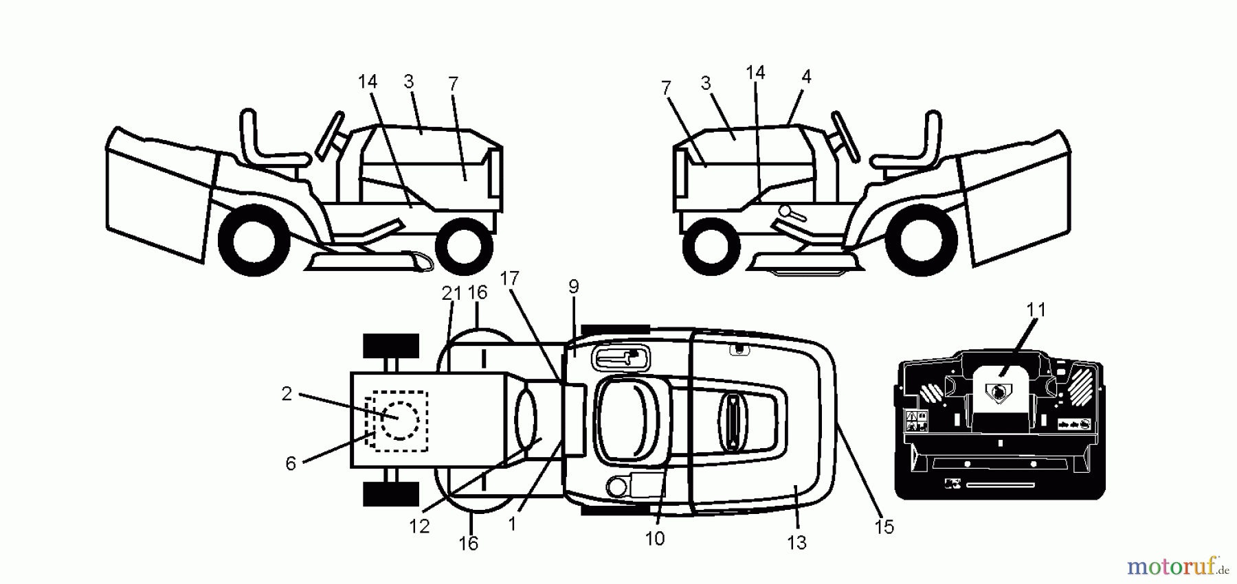  Jonsered Rasen  und Garten Traktoren LT2113 CM (96061022406) - Jonsered Lawn & Garden Tractor (2011-09) DECALS