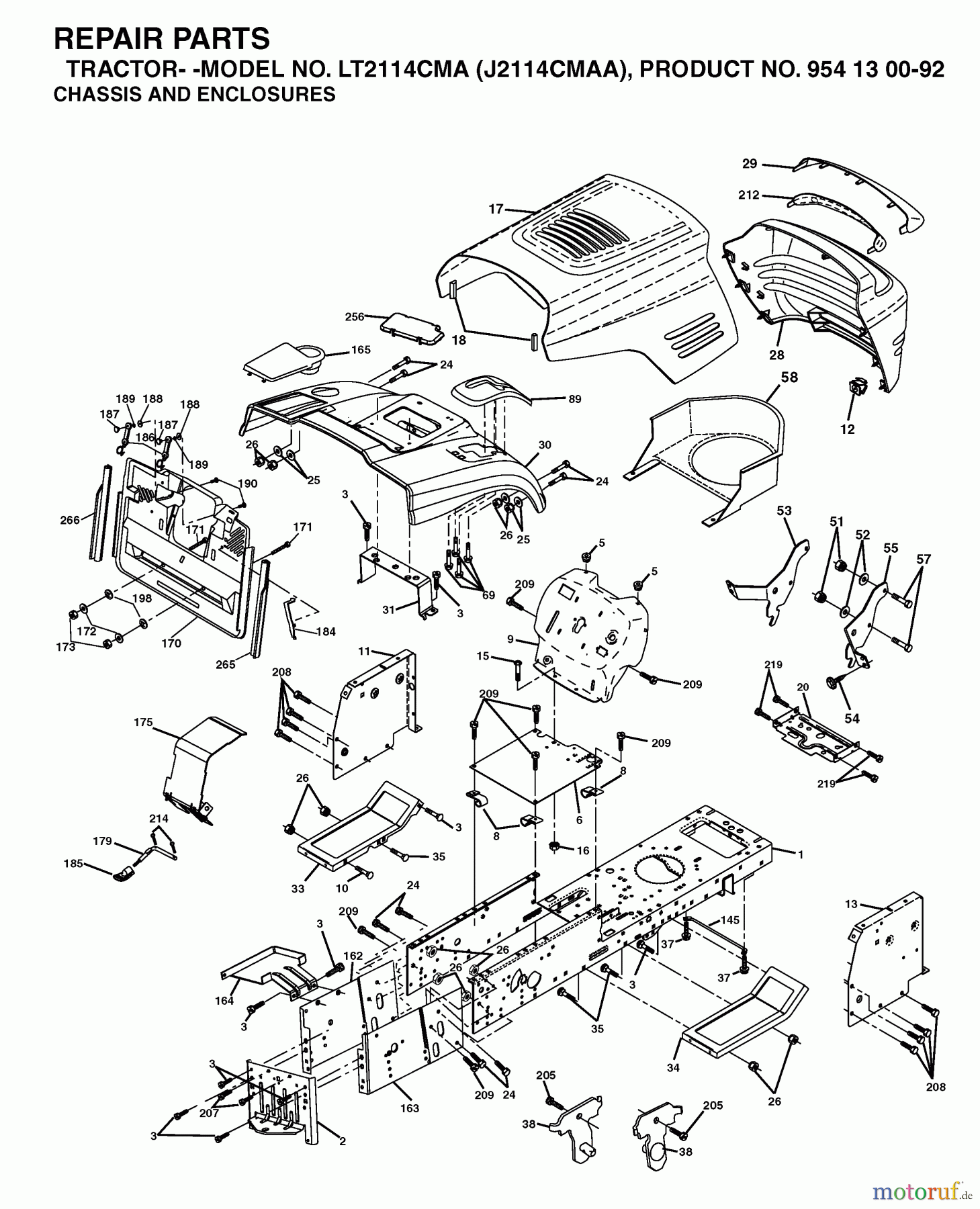 Jonsered Rasen und Garten Traktoren LT2114 CMA (J2114CMAA, 954130092) - Jonsered Lawn & Garden Tractor (2003-01) CHASSIS ENCLOSURES