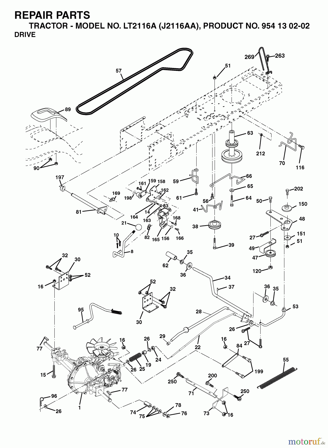  Jonsered Rasen  und Garten Traktoren LT2116 A (J2116AA, 954130202) - Jonsered Lawn & Garden Tractor (2003-01) DRIVE