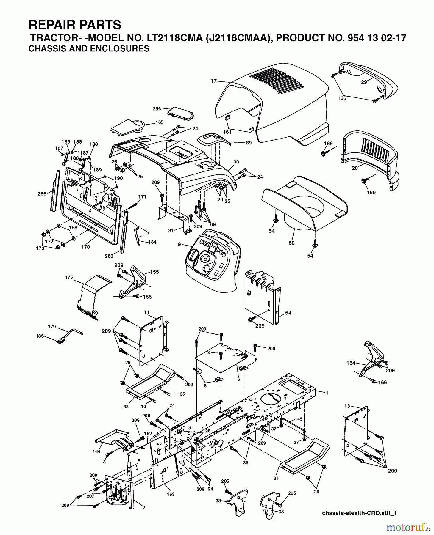 Jonsered Rasen und Garten Traktoren LT2118 CMA (J2118CMAA, 954130217) - Jonsered Lawn & Garden Tractor (2004-01) CHASSIS ENCLOSURES