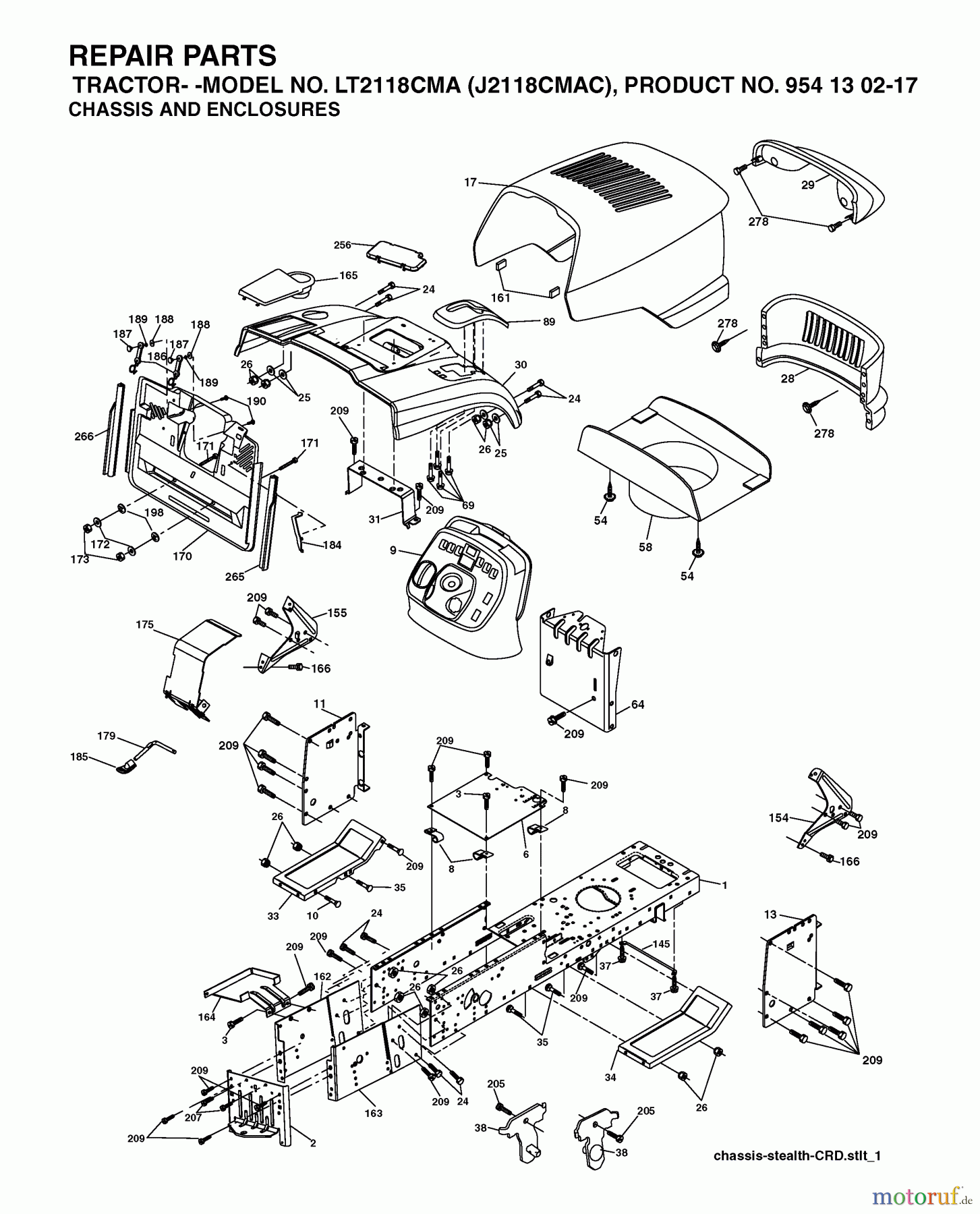 Jonsered Rasen und Garten Traktoren LT2118 CMA (J2118CMAC, 954130217) - Jonsered Lawn & Garden Tractor (2004-06) CHASSIS ENCLOSURES